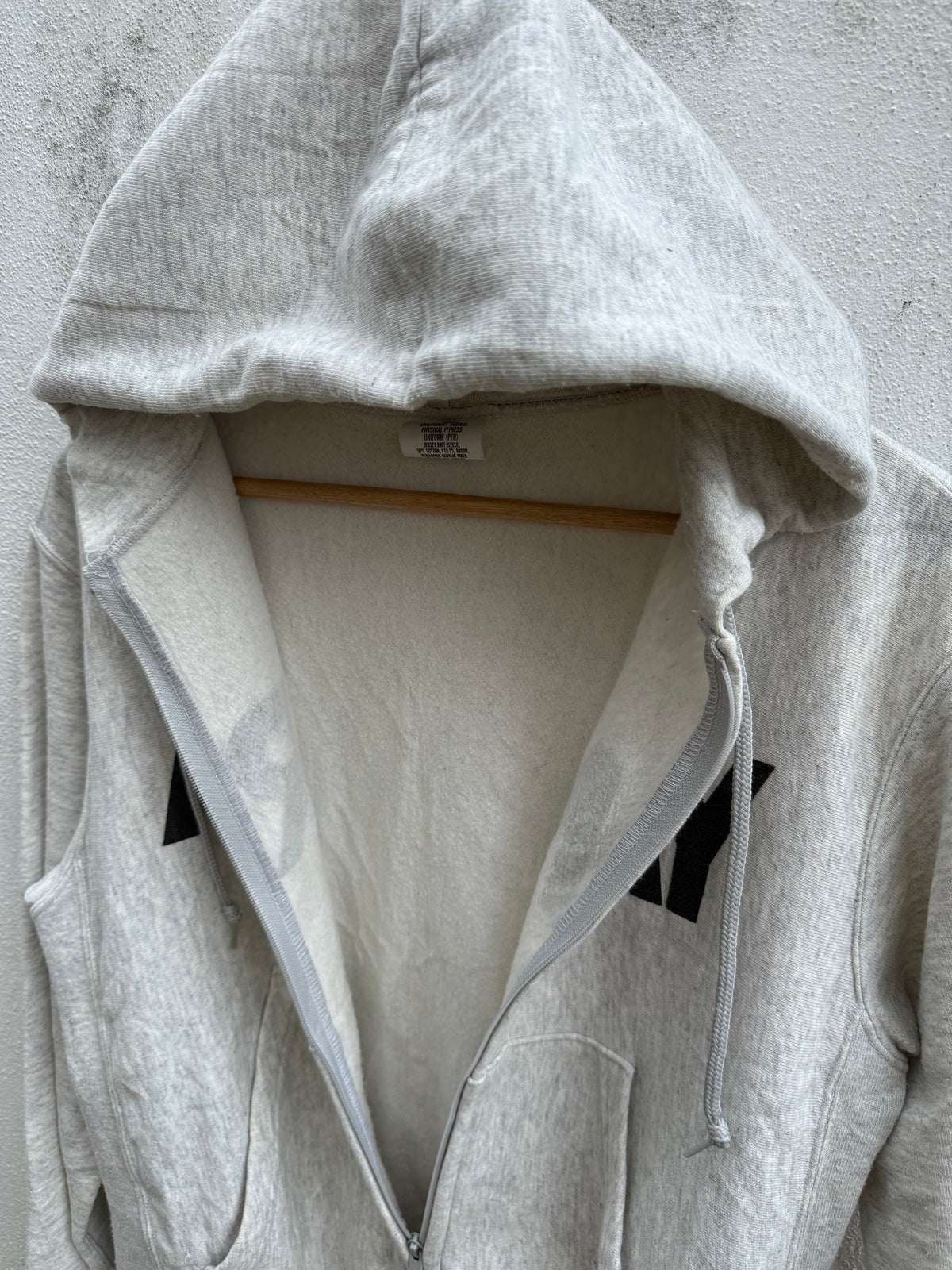 Vintage US Army PFU Grey Full Zip Hoodie Military Physical Fitness
