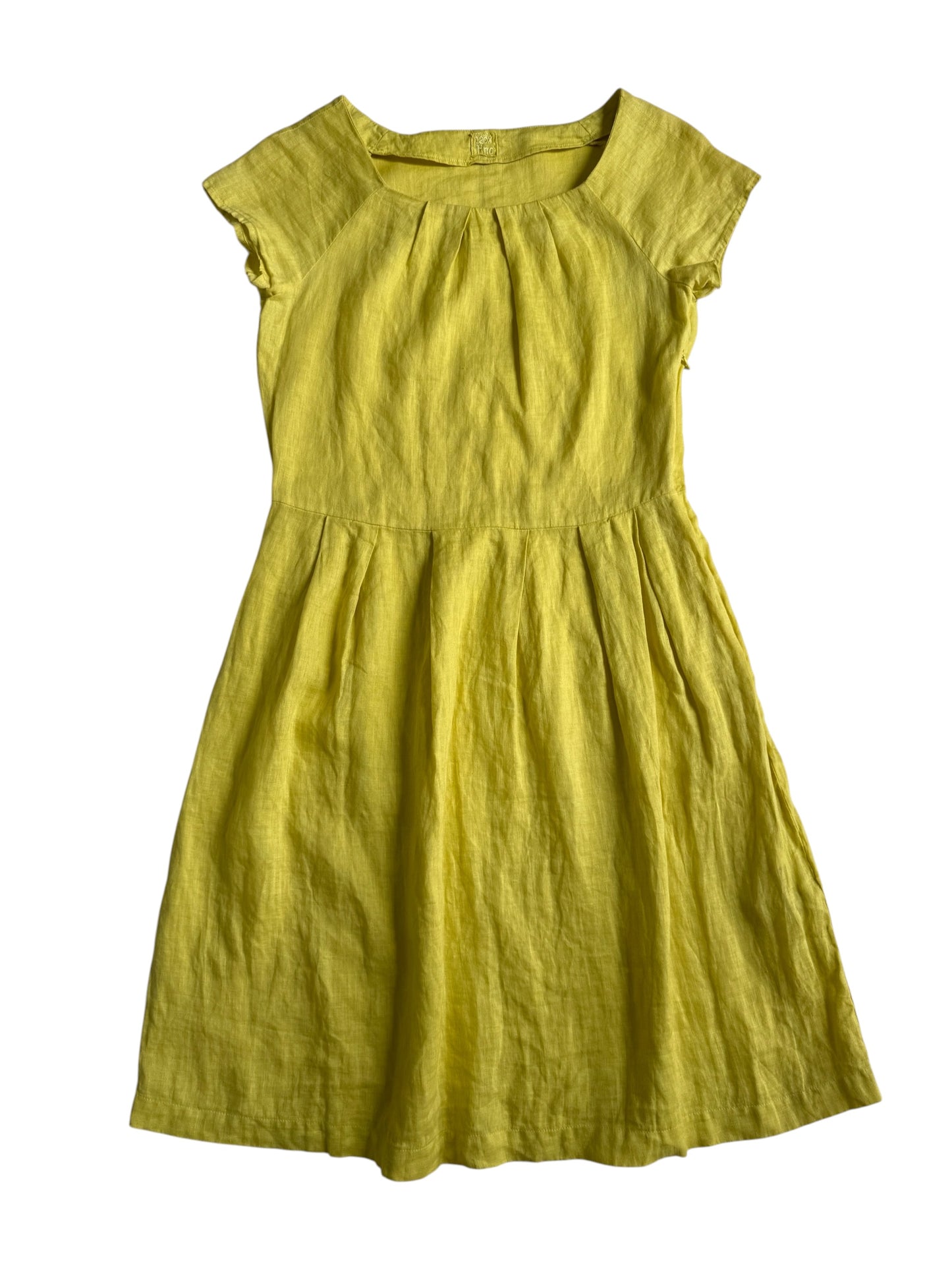 120% Lino Italy Linen Yellow Midi Dress