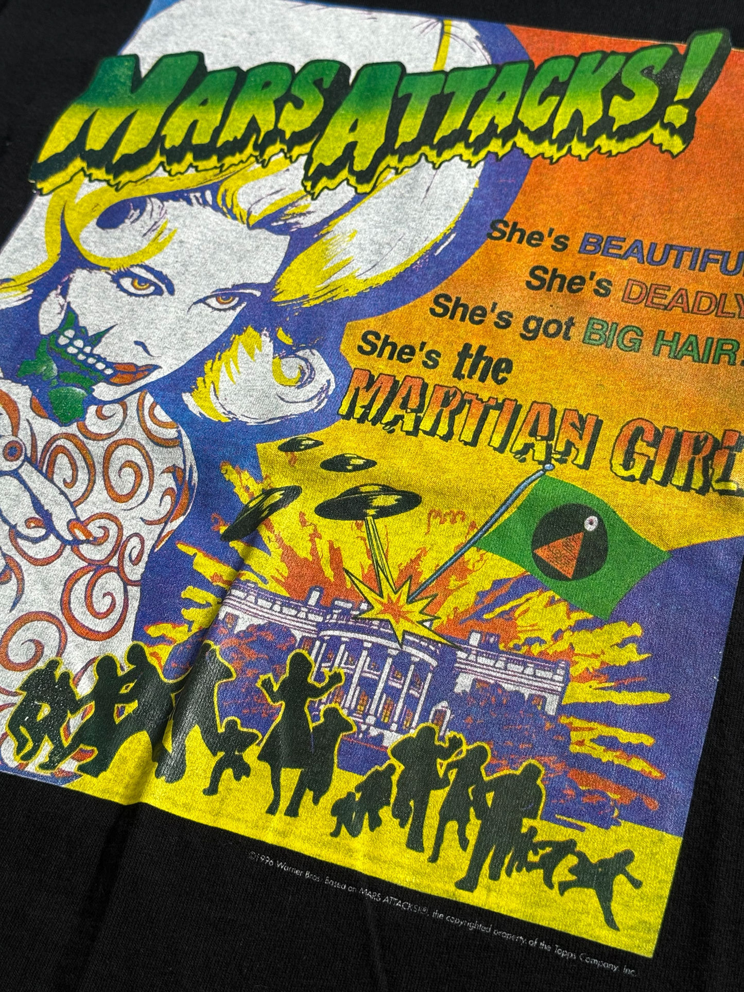 Vintage 1990s Mars Attacks Martian Girl Movie Tshirt