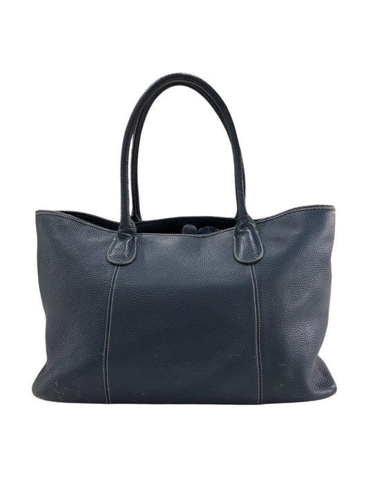 Beams Heart Navy Pebbled Leather Tote Bag Large Shopper Shoulder Bag