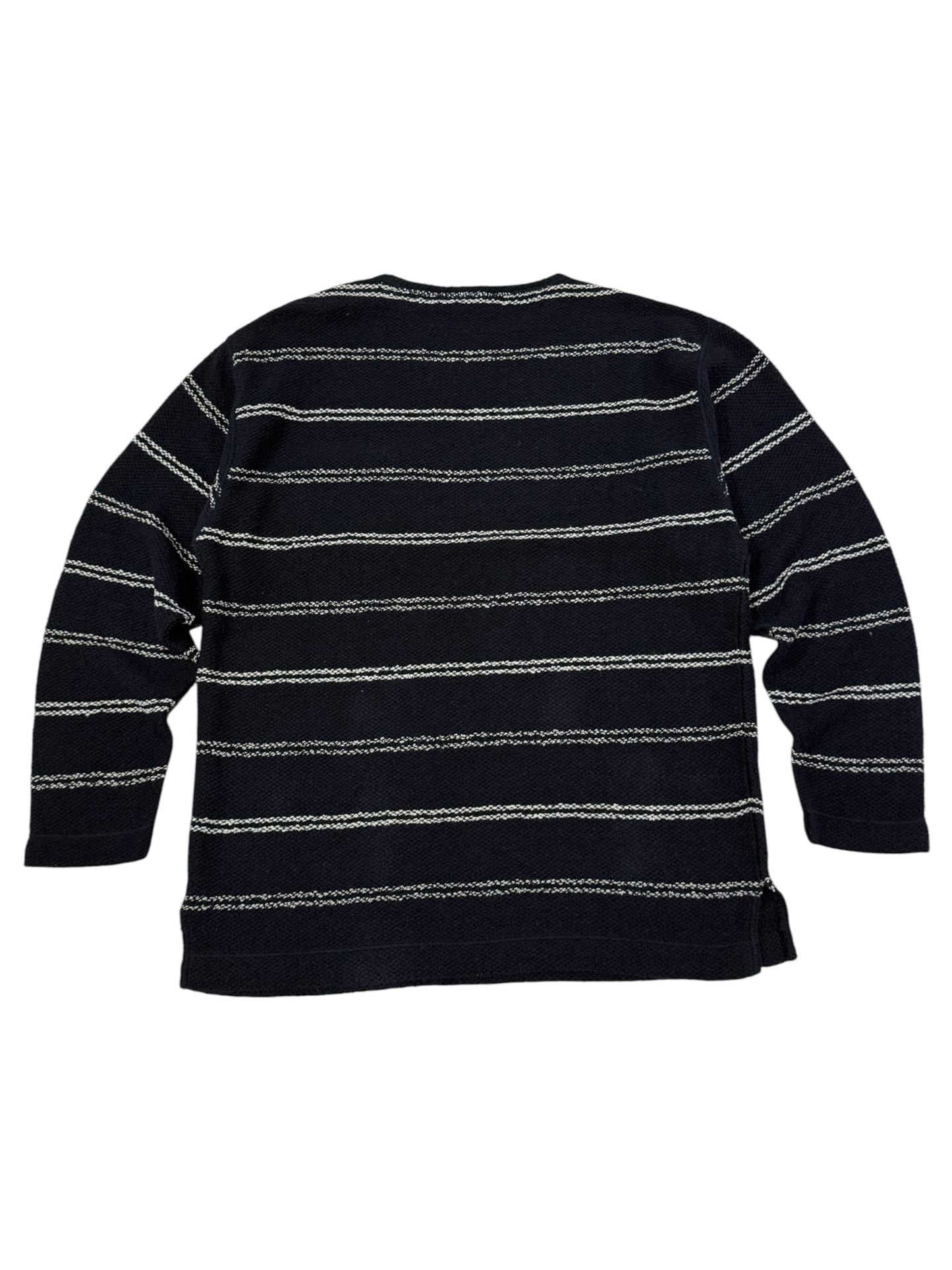Vintage Andrea Fenzi Messer Fritz Striped Sweater Knit Button Shoulder Pocket Italy