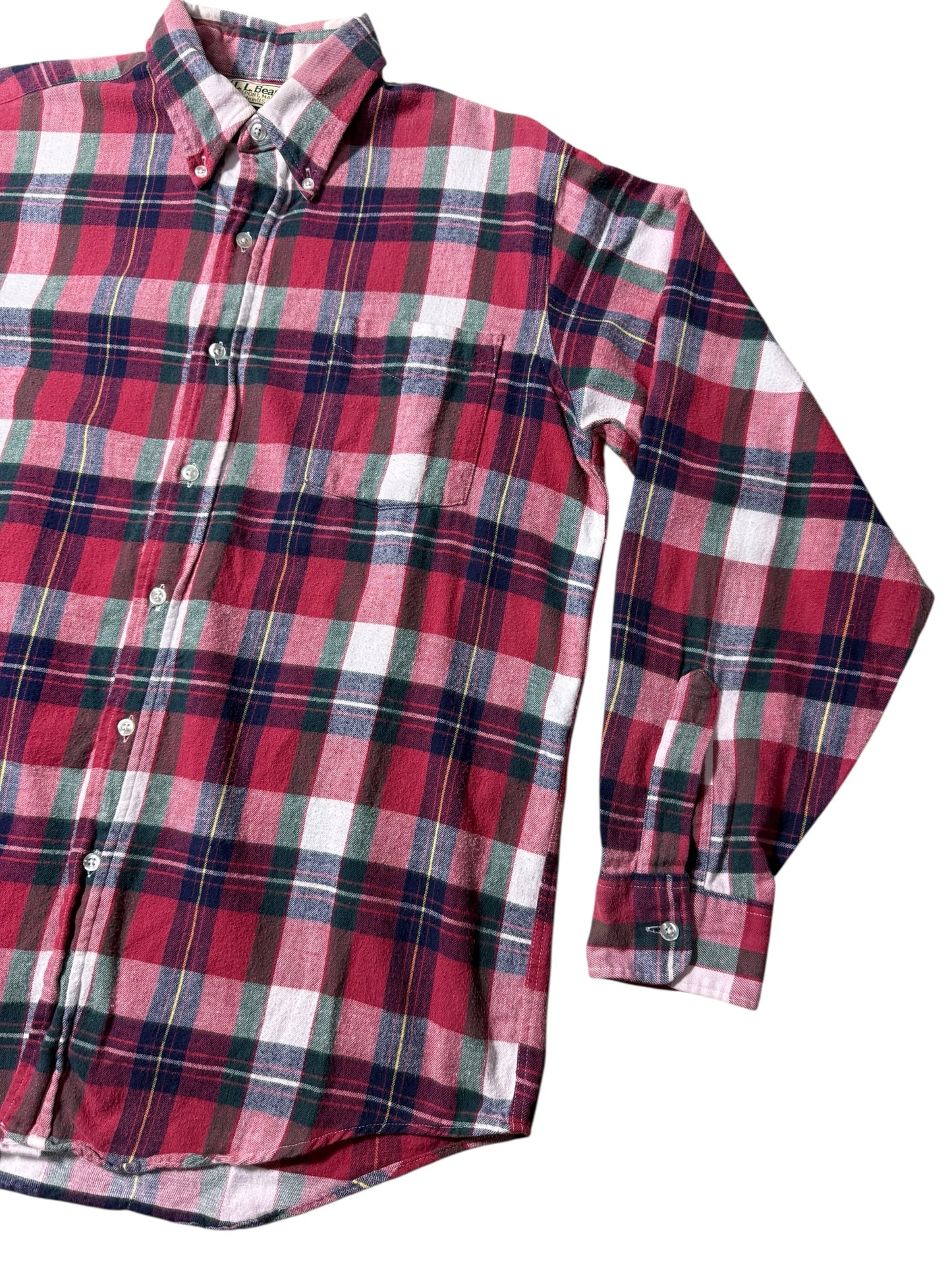 Vintage 1980s LL Bean Plaid Flannel Shirt Made in USA Button Down
