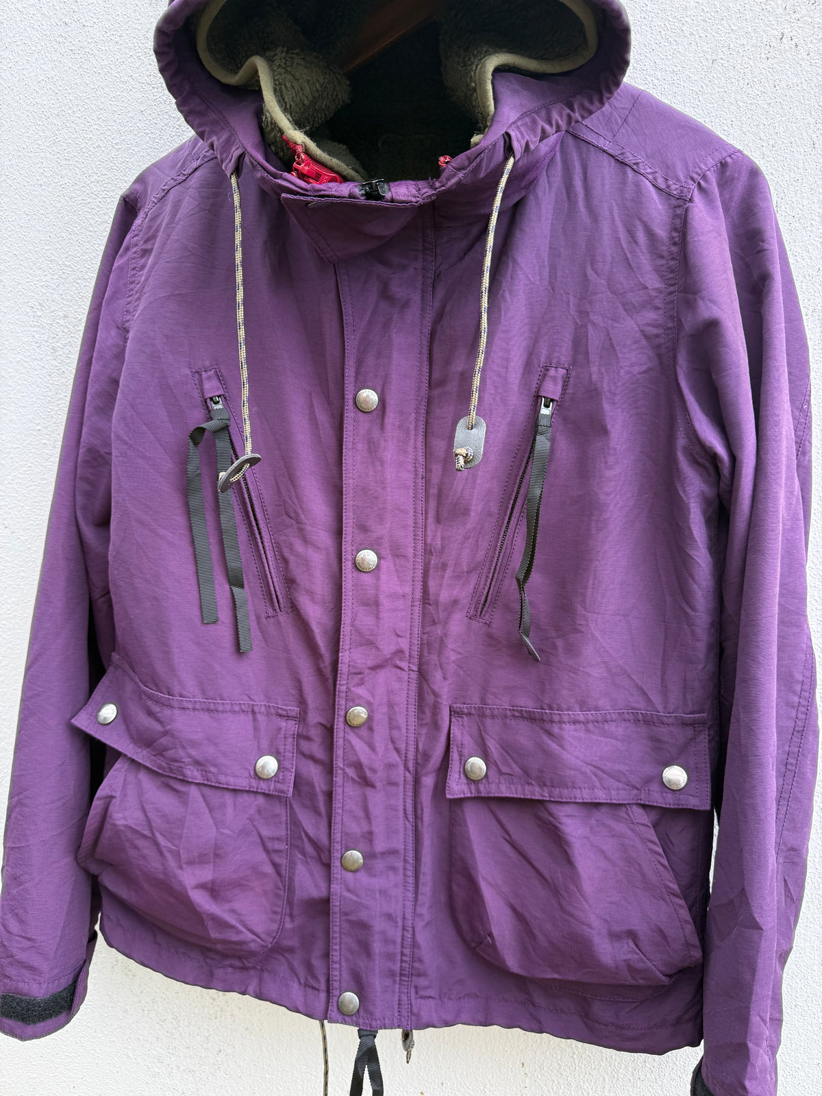 FREAK’S STORE Japan Purple 2 in 1 Hooded Parka Jacket Sherpa Fleece Vest