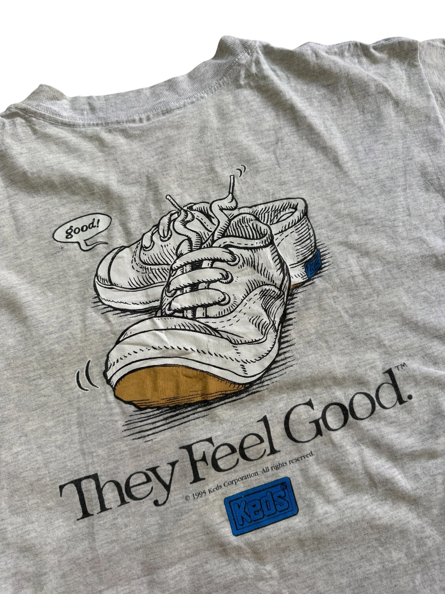 Vintage 1995 Keds They Feel Good Promo Pocket Tshirt Made in USA