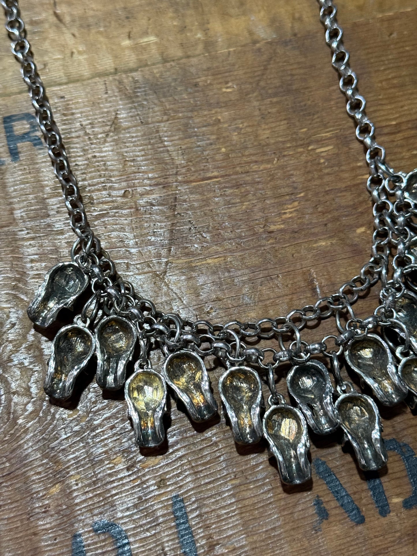 Vintage Gothic Multi Skull Charm Statement Necklace