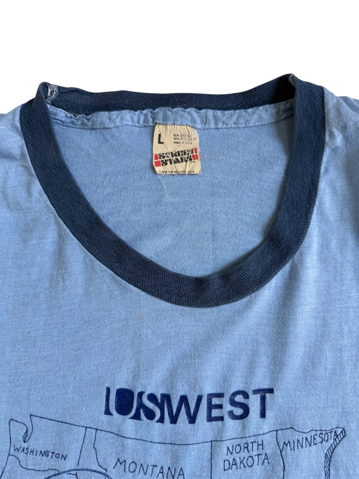 Vintage 1980s USWEST New System Ringer Tshirt USA