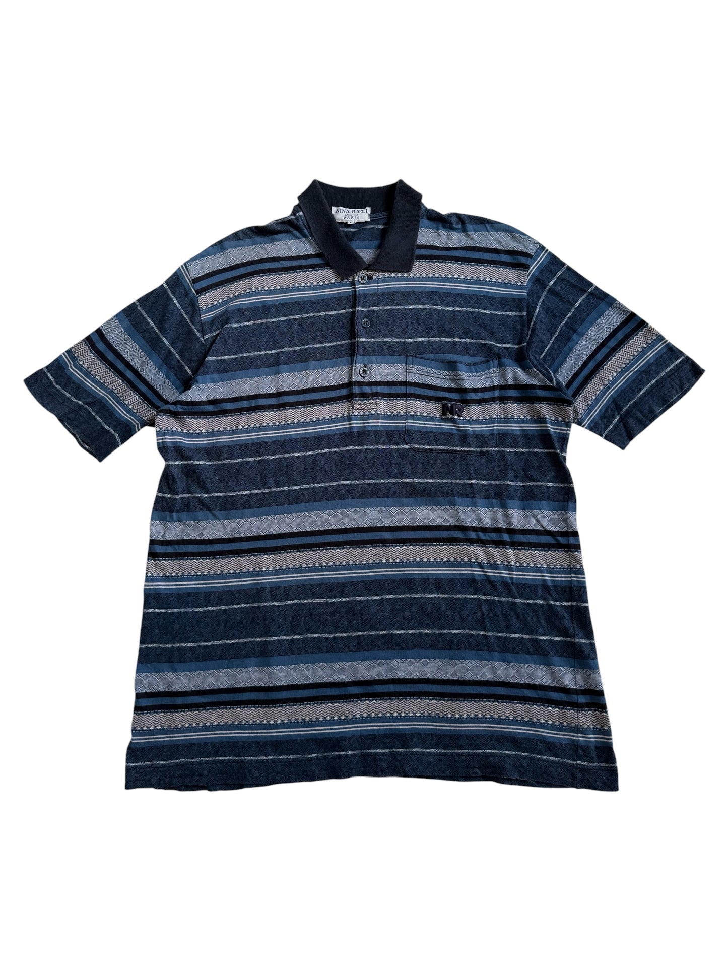 Vintage Nina Ricci Monsieur Paris Striped Polo Shirt Made in France