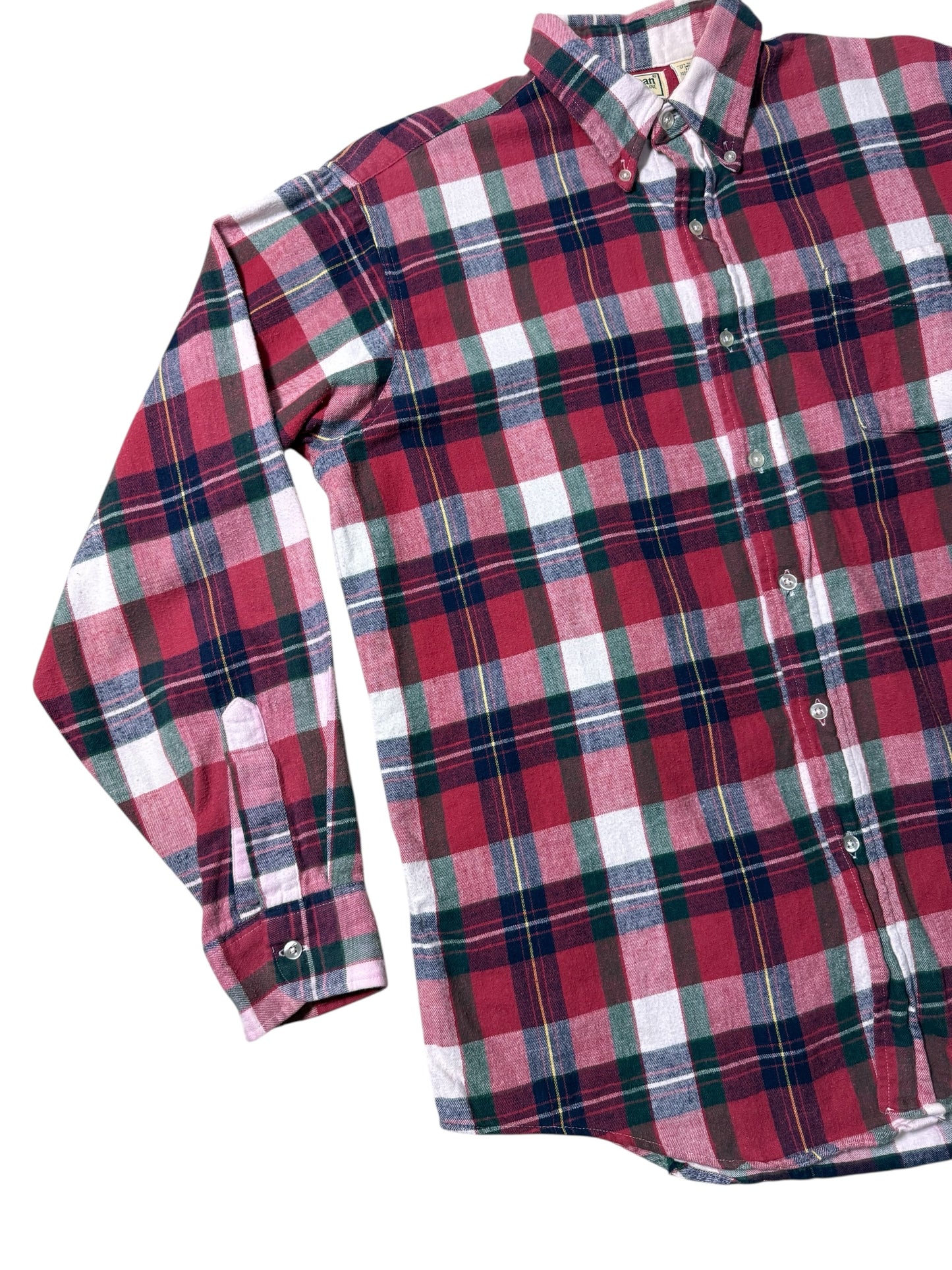 Vintage 1980s LL Bean Plaid Flannel Shirt Made in USA Button Down