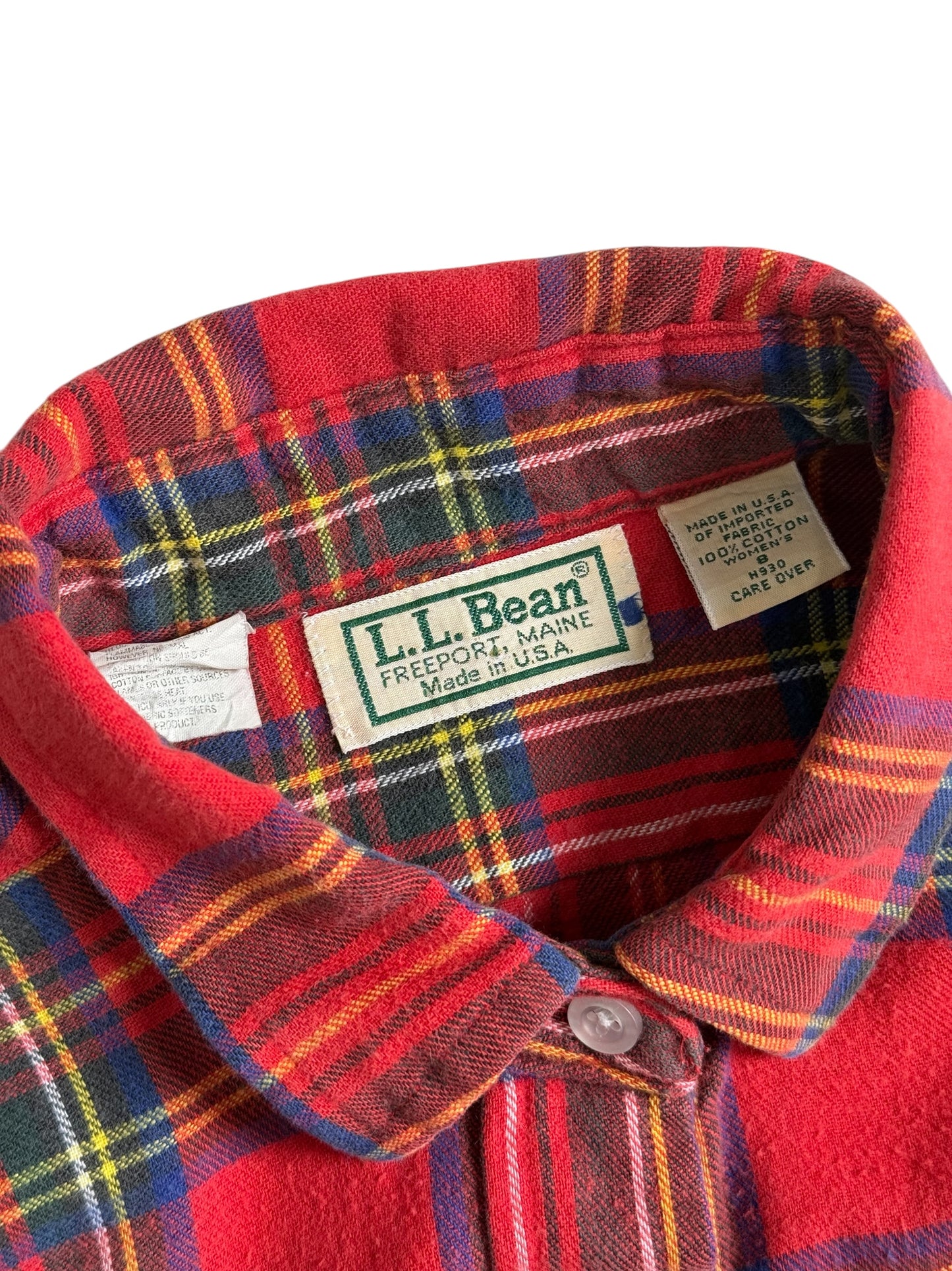 Vintage LL Bean Made in USA Red Tartan Flannel Shirt