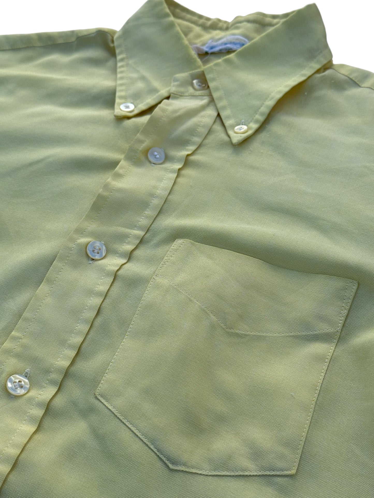Vintage 70s–80s FANCYING Yellow Button-Down Short Sleeve Shirt
