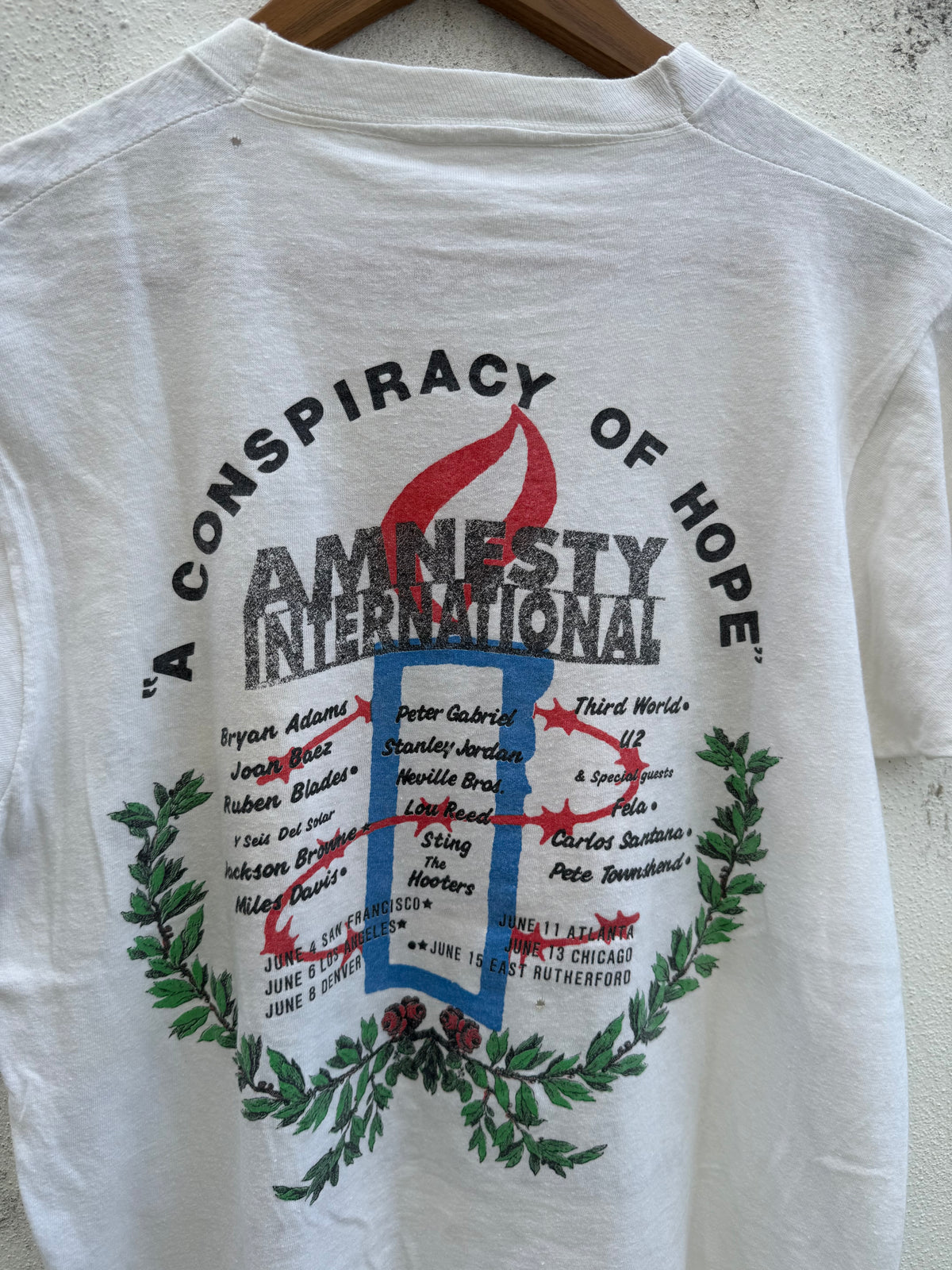 Vintage 1986 Amnesty International A Conspiracy Of Hope Concert Tour Tshirt