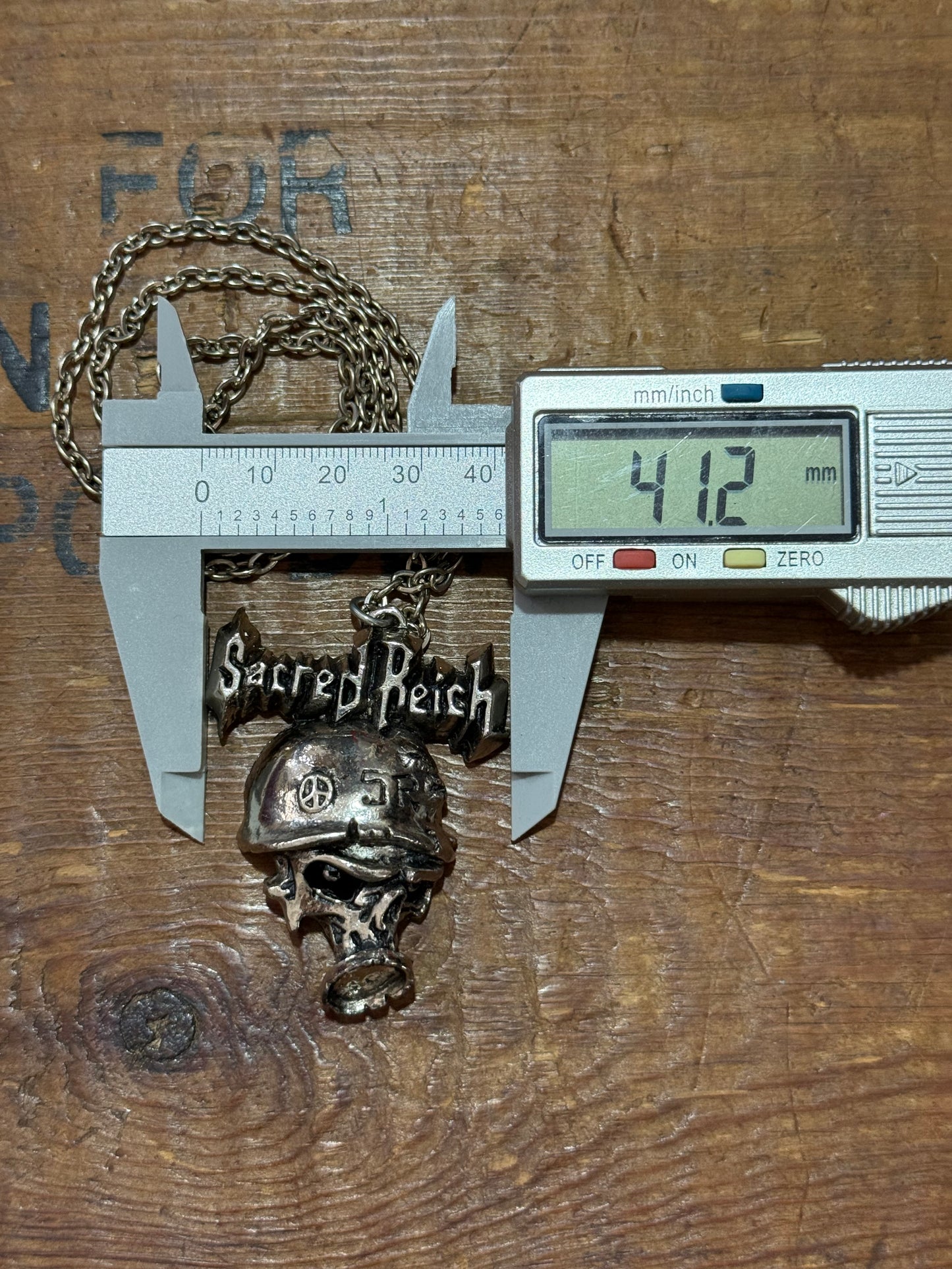 Vintage 1990s Sacred Reich Skull Gas Mask Pendant Necklace Alchemy England