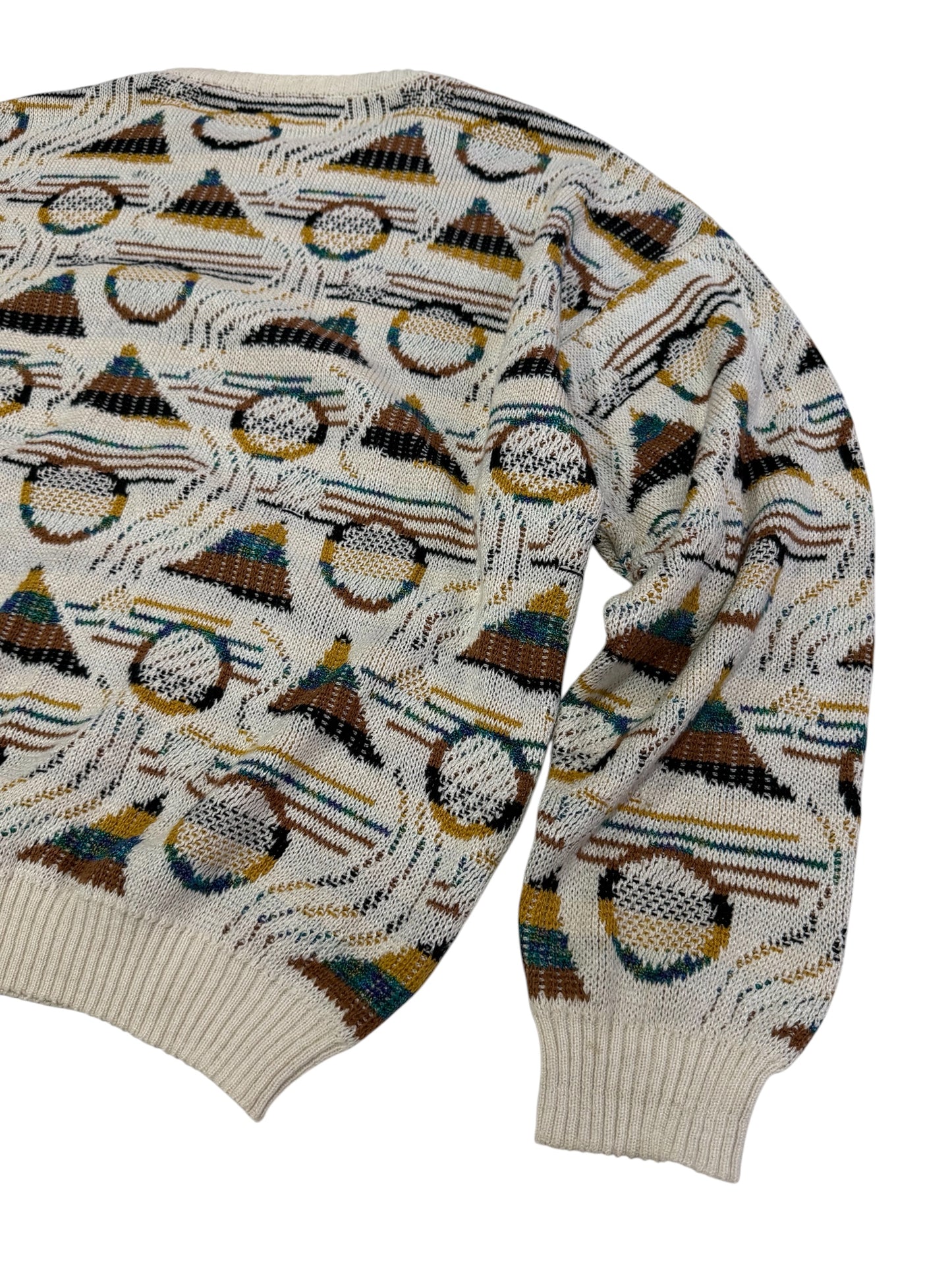 Vintage Pronto Uomo Firenze Geometric Knit Sweater Abstract 90s Made In Italy