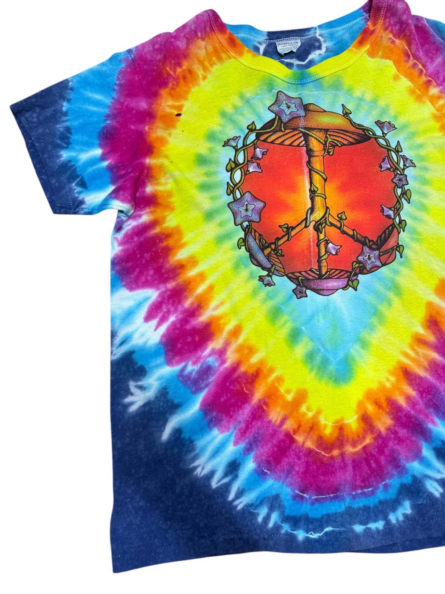 Vintage 1990s Tie Dye Peace Symbol Tshirt Psychedelic Hippie