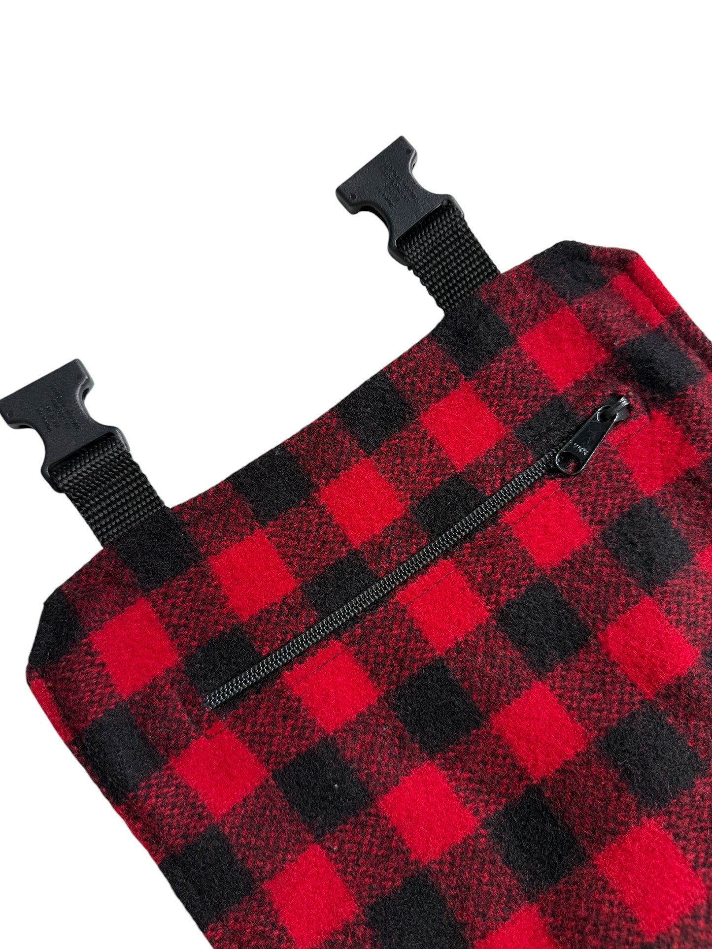 Vintage Johnson Woolen Mills Buffalo Plaid Wool Backpack Made in USA