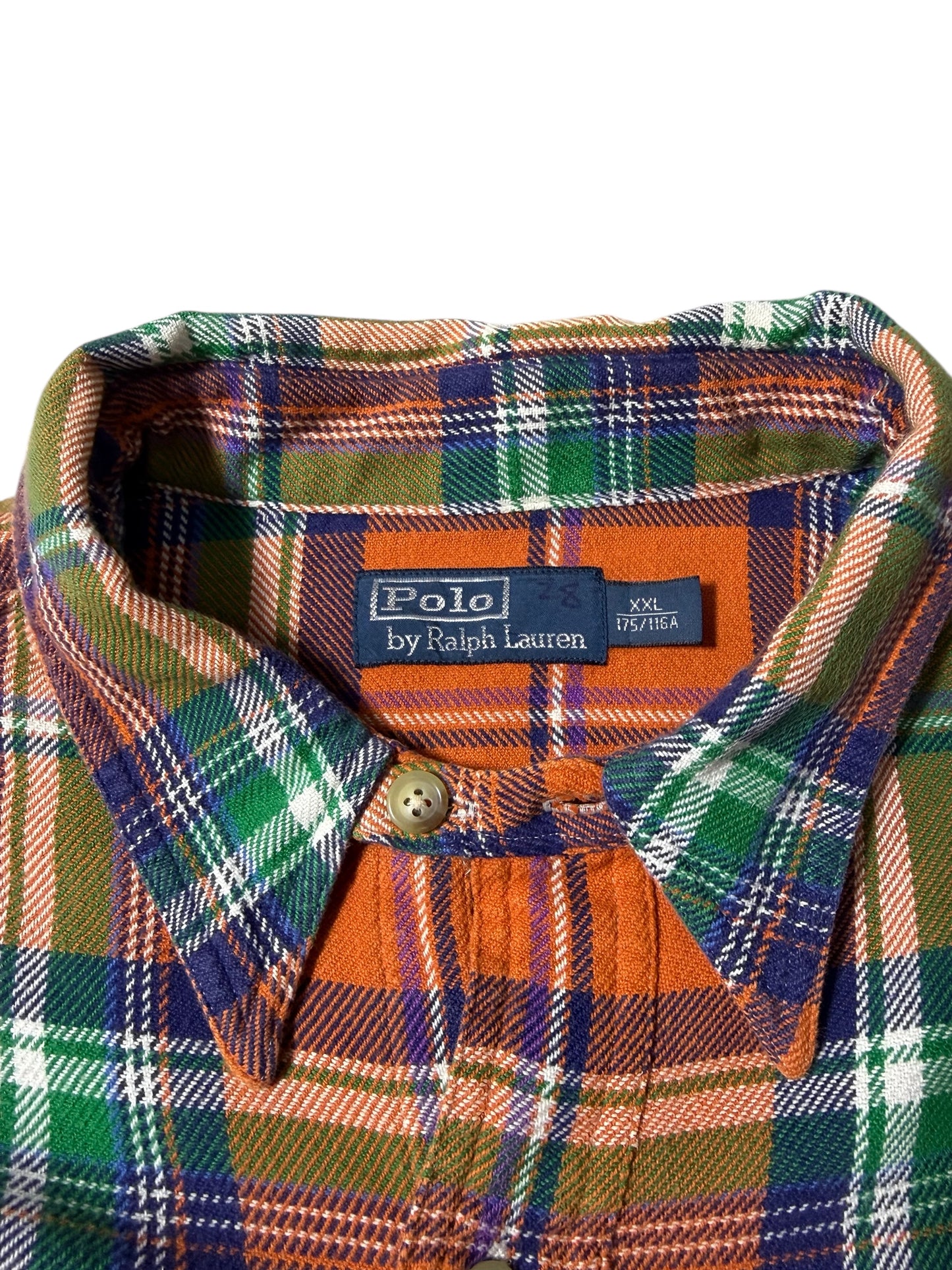 Vintage Polo Ralph Lauren Orange Plaid Flannel Shirt
