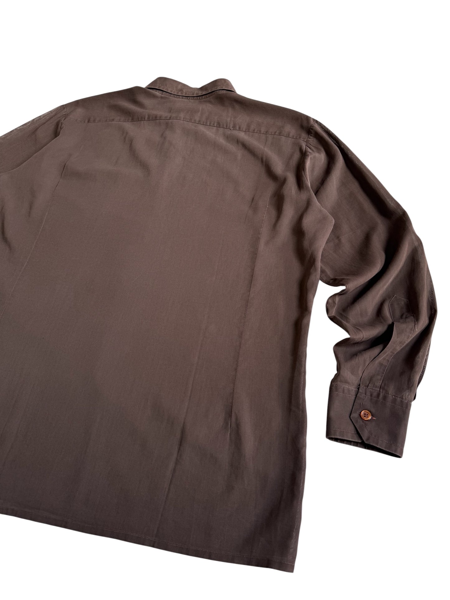 Vintage 1960s Pierre Cardin Paris Brown Cotton Dress Shirt French Designer