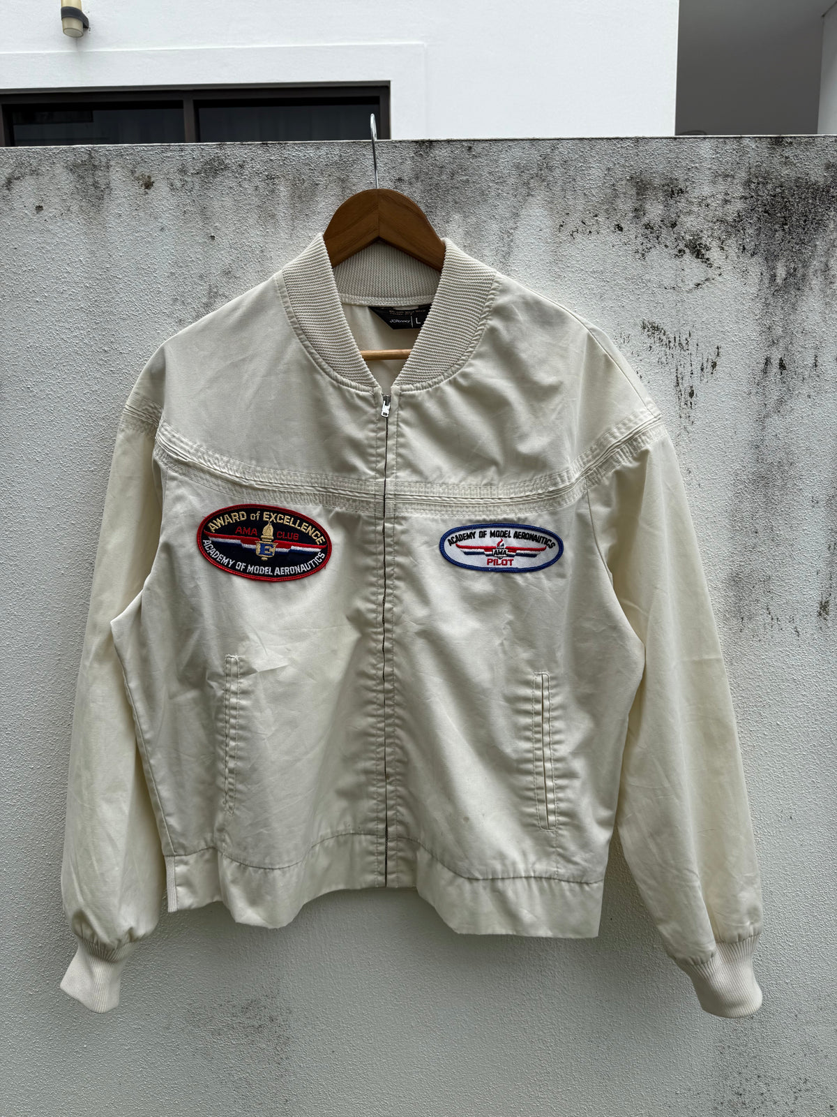 Vintage 70s 80s Hobby Center Staff Bomber Jacket Chain Stitch