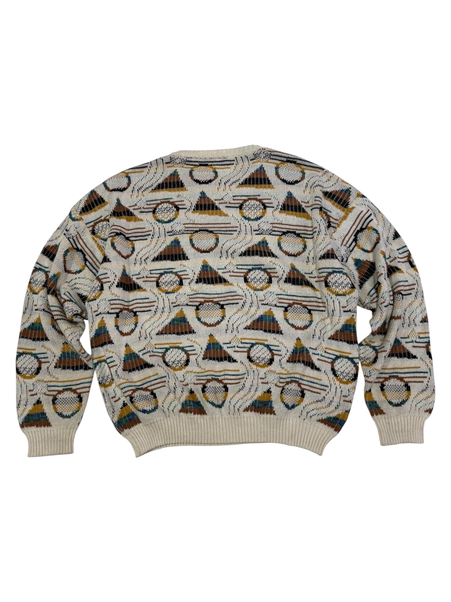 Vintage Pronto Uomo Firenze Geometric Knit Sweater Abstract 90s Made In Italy