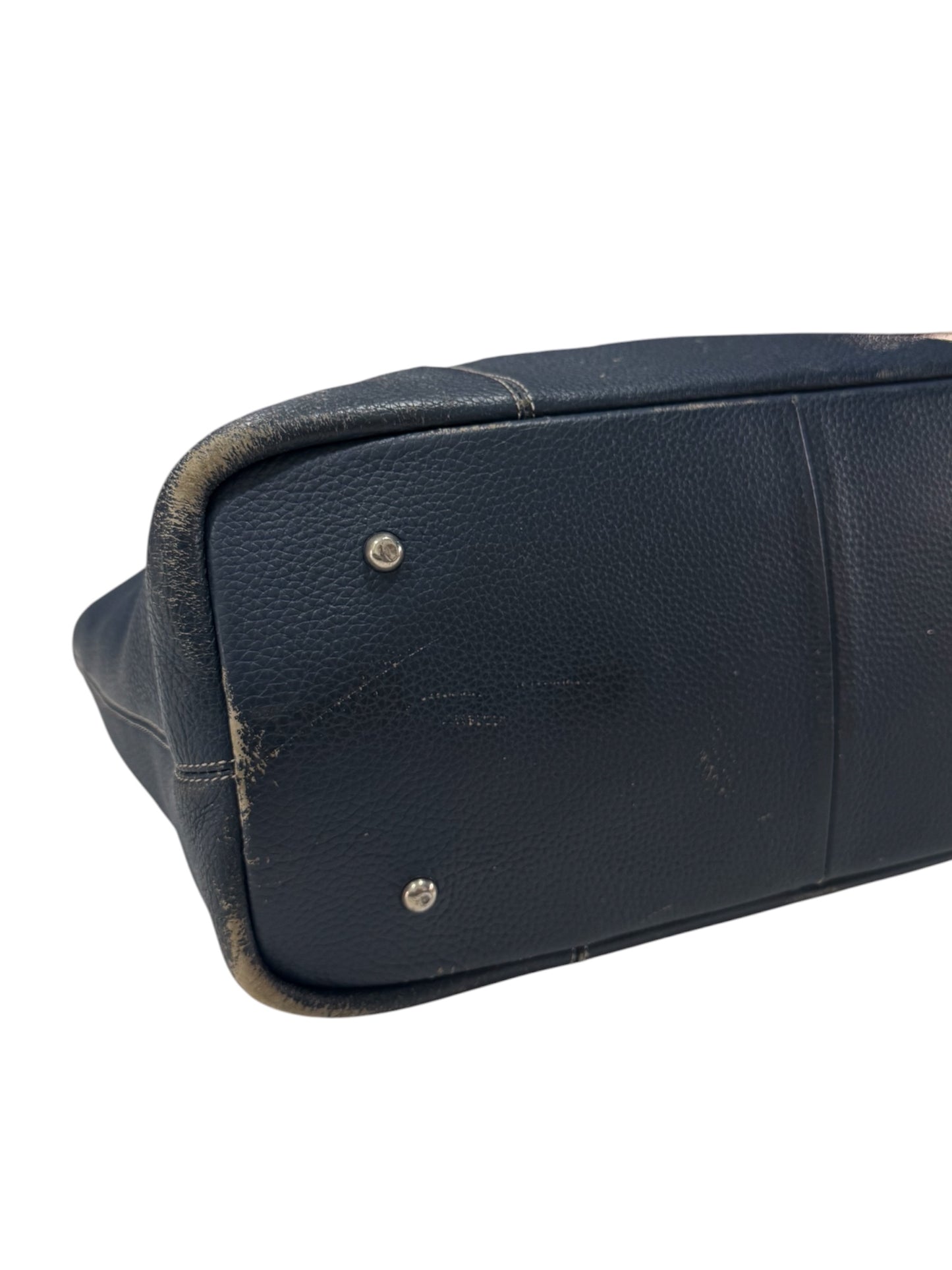 Beams Heart Navy Pebbled Leather Tote Bag Large Shopper Shoulder Bag