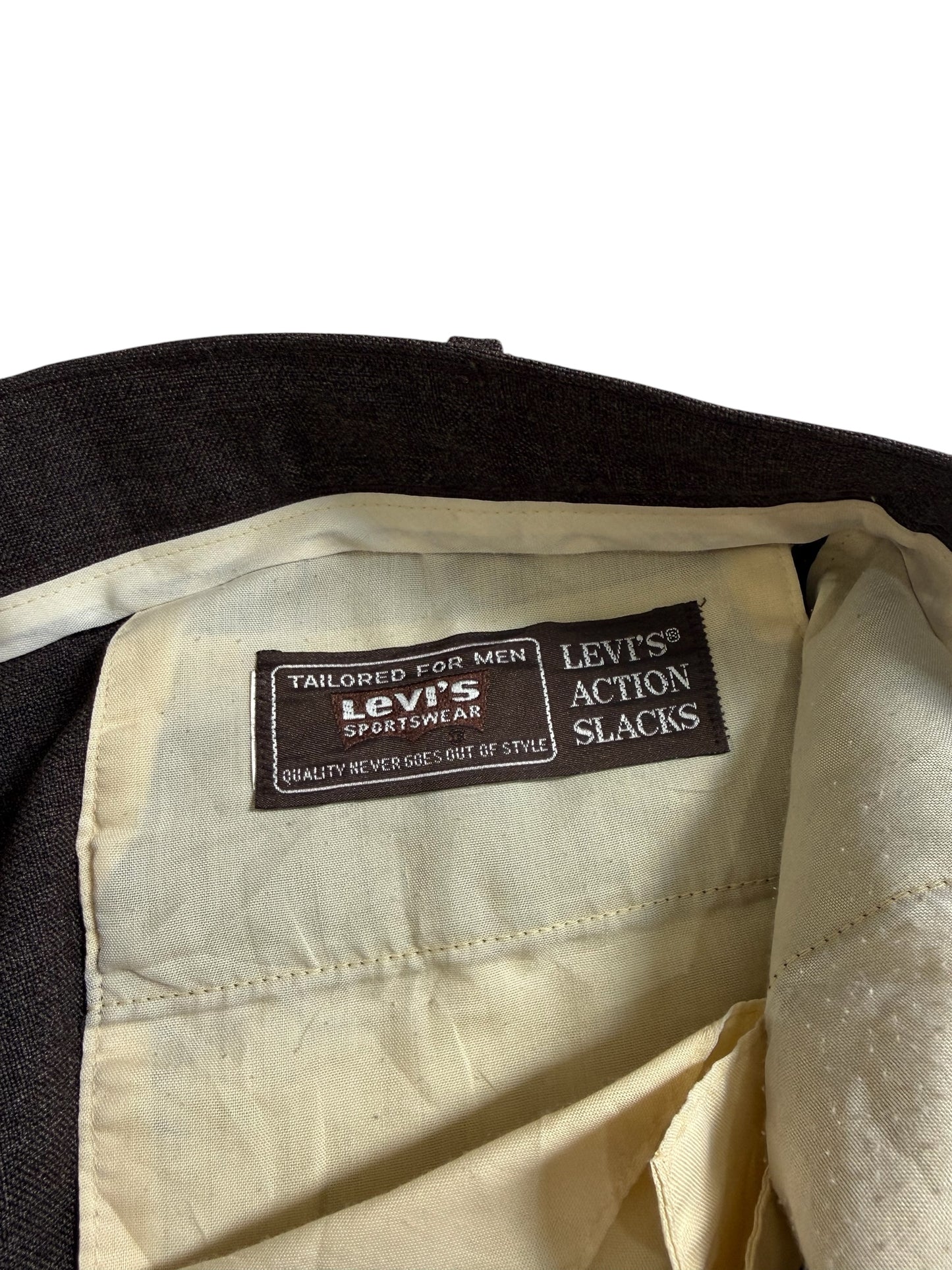 Vintage 1970s-80s Levis Action Slacks Brown Dress Trousers