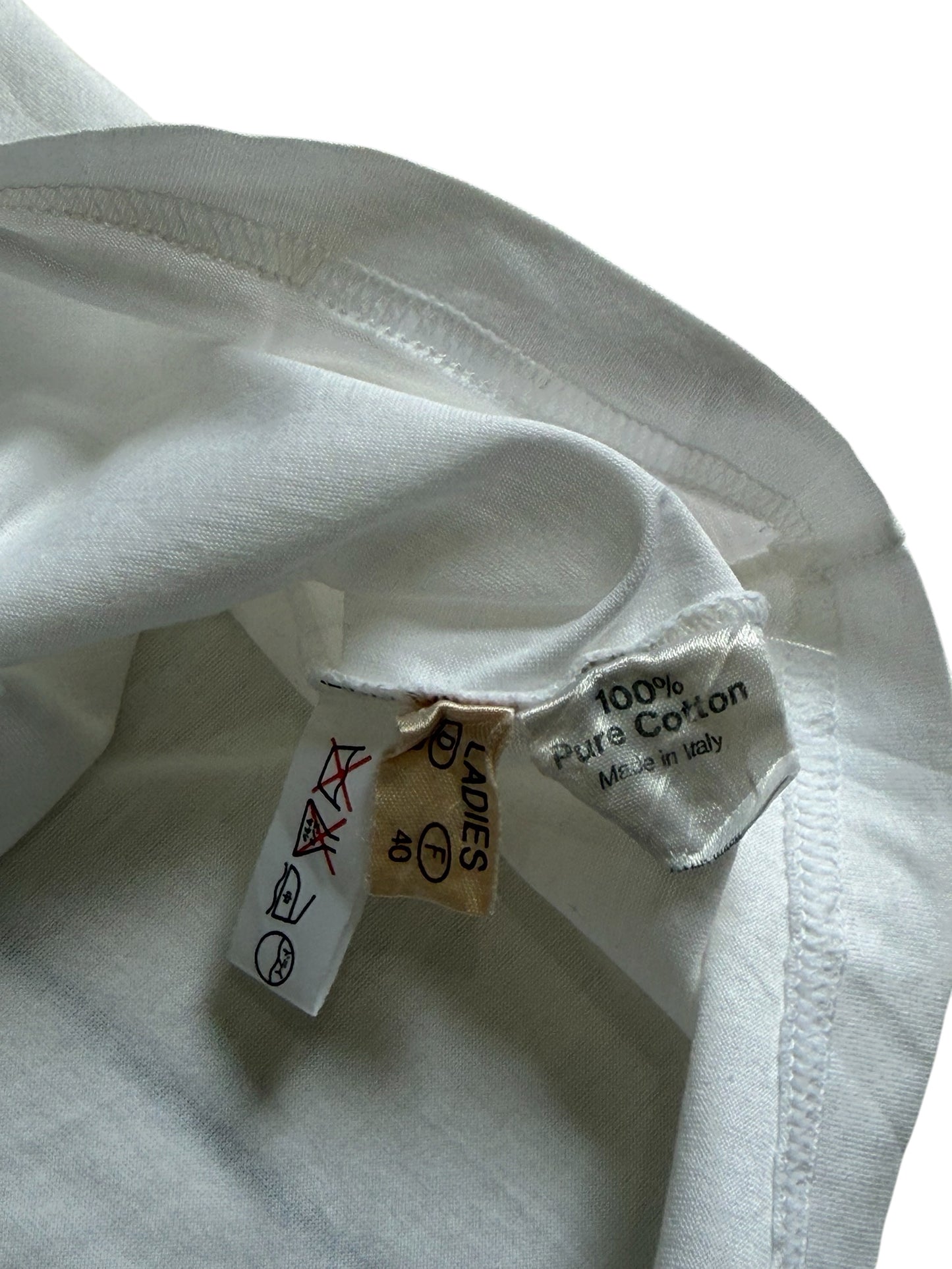 Vintage Aigner Sport White Rhinestone Logo Tshirt Made in Italy