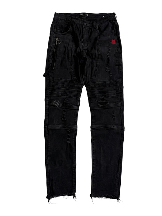 Happy Peace Japan Distressed Biker Punk Goth Denim Jeans