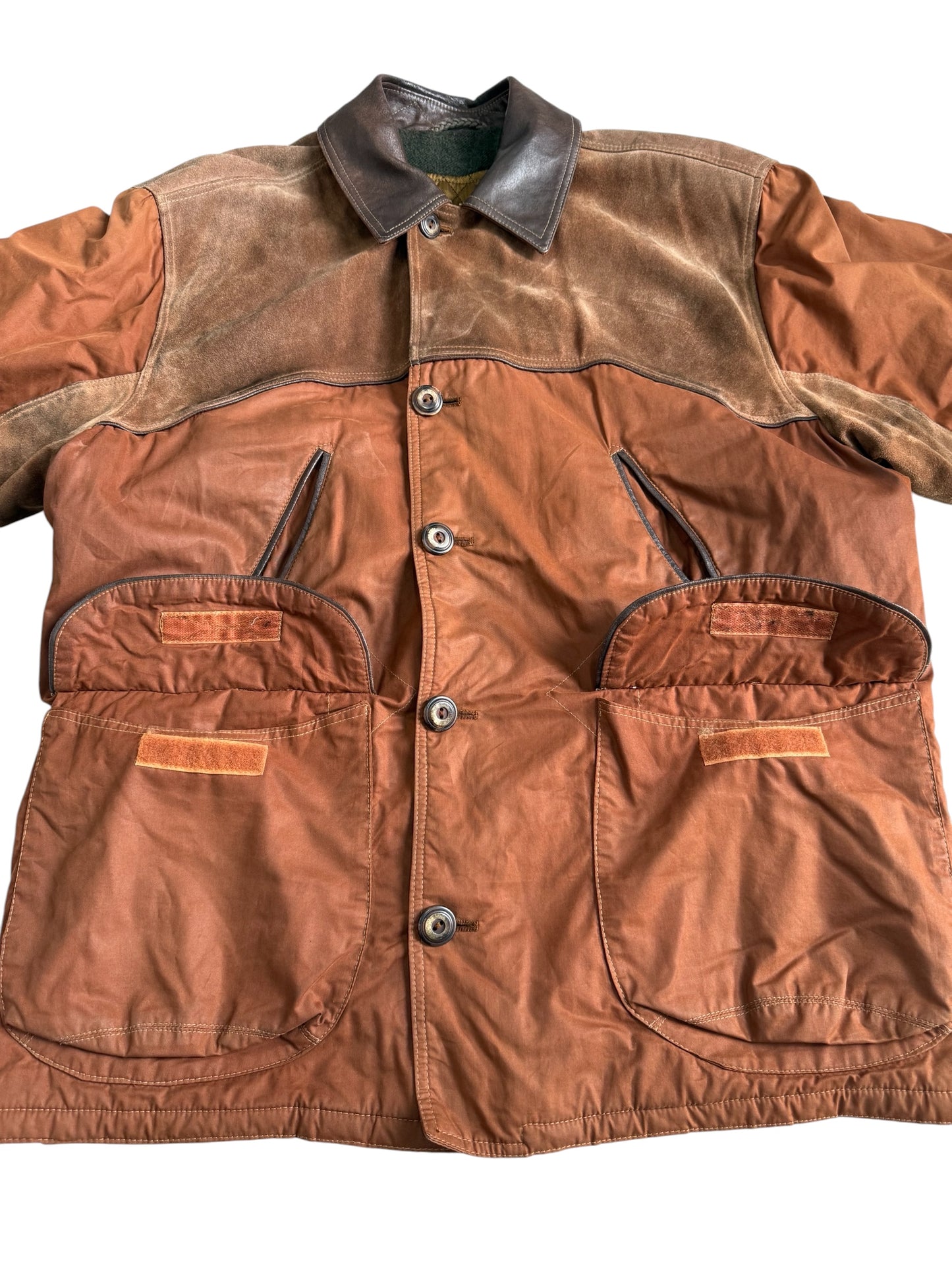 Vintage 1980s Cinquanta Leather Trim Hunting Jacket Made in Italy
