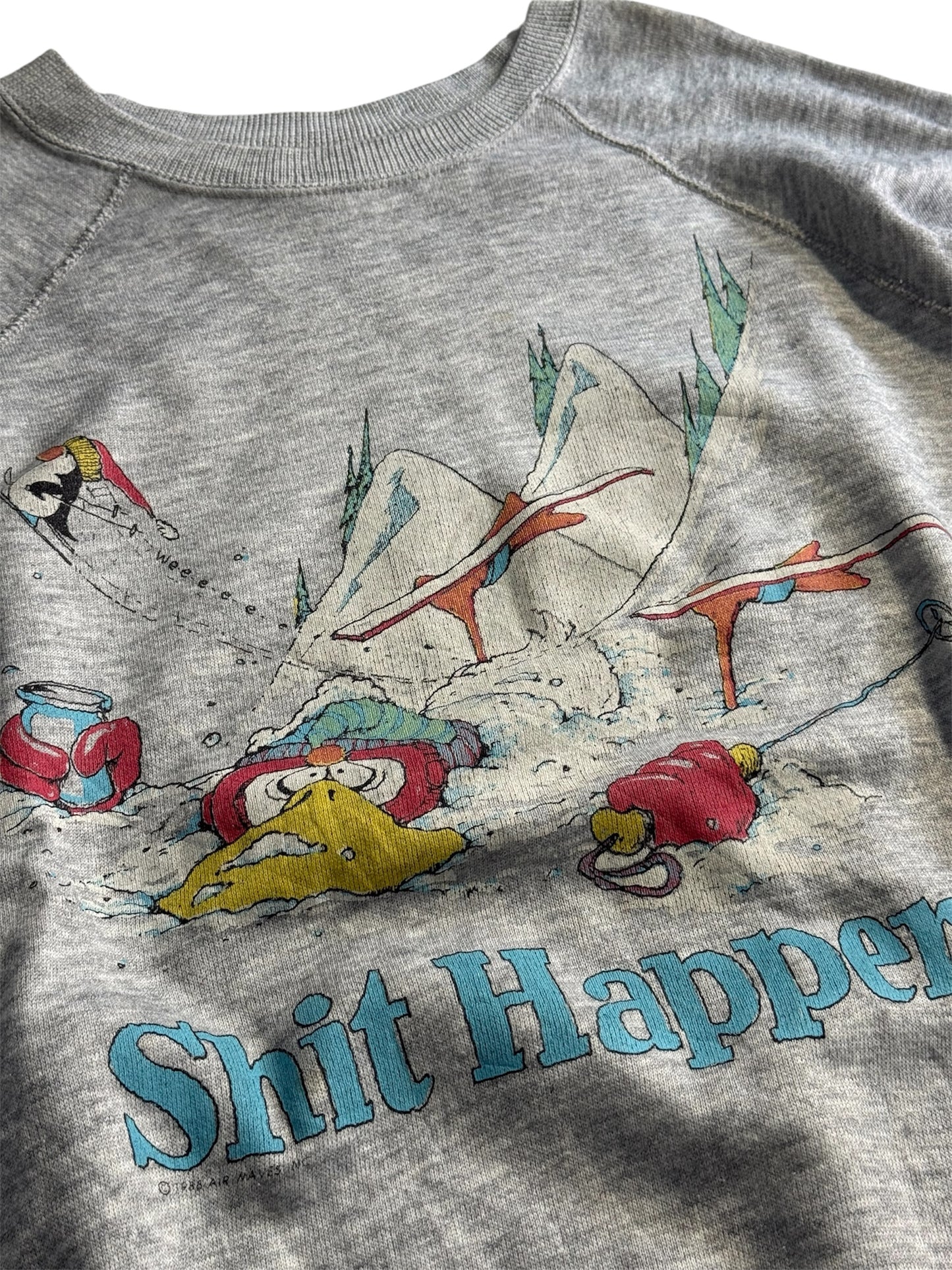Vintage 1988 Air Waves Shit Happens Crewneck Sweatshirt USA Made