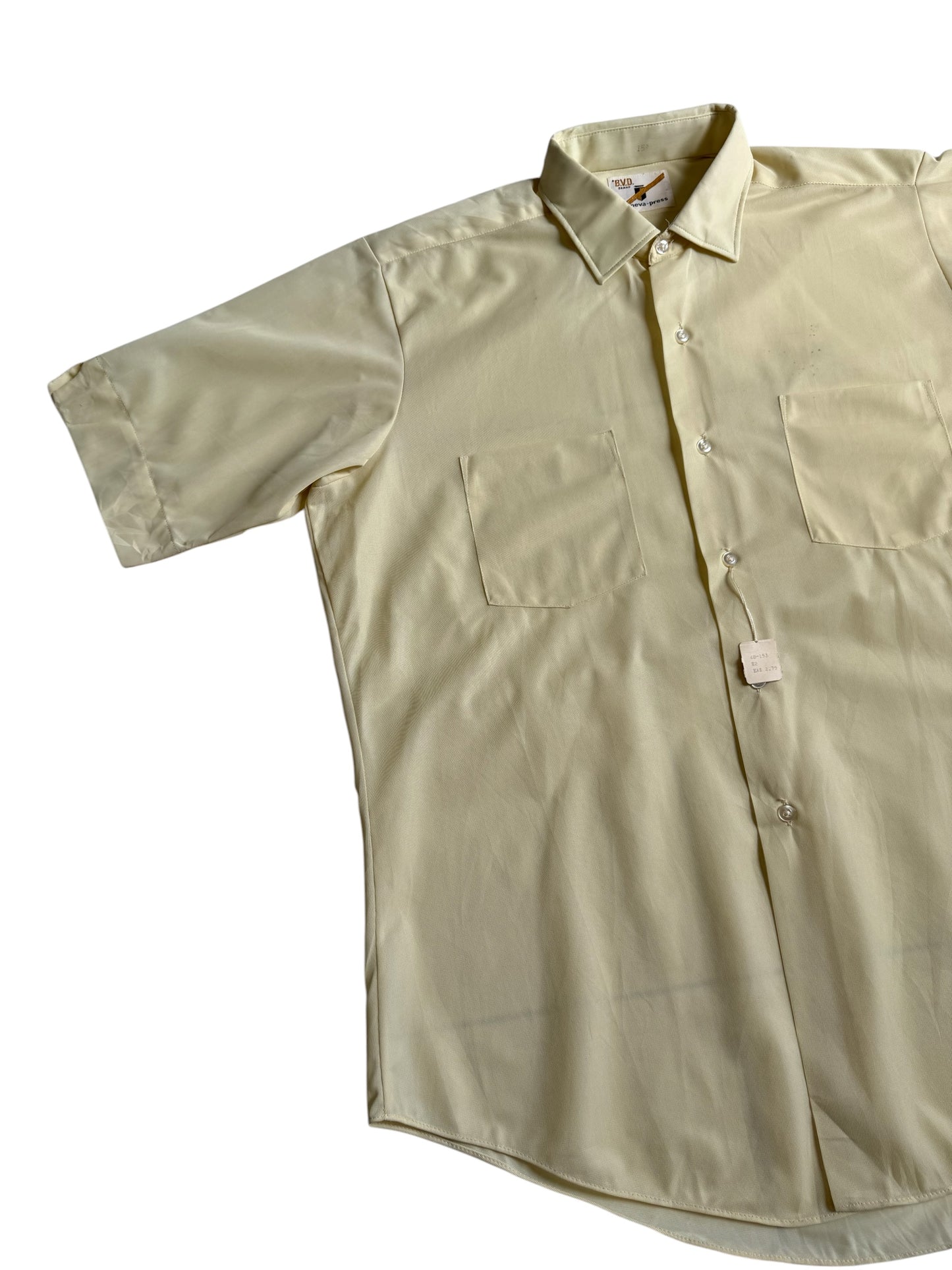 Vintage 1970s BVD Heva-Press Permanent Press Short Sleeve Shirt Deadstock NOS USA