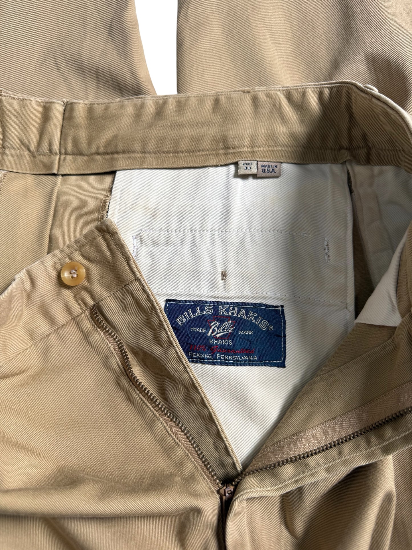 Vintage Bills Khakis USA Pleated Chino Pants Khaki Cotton Trousers
