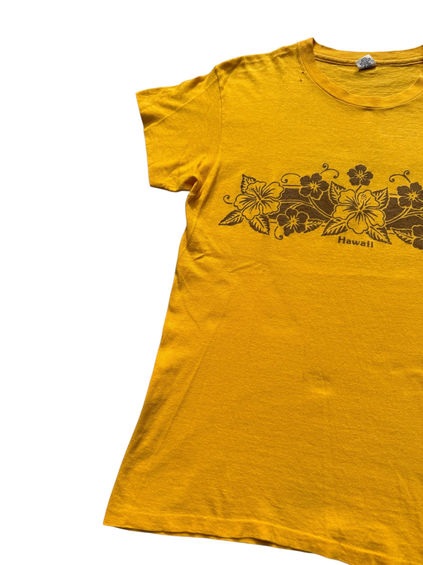 Vintage 70s Hanes Hawaii Hibiscus Tshirt Made in USA