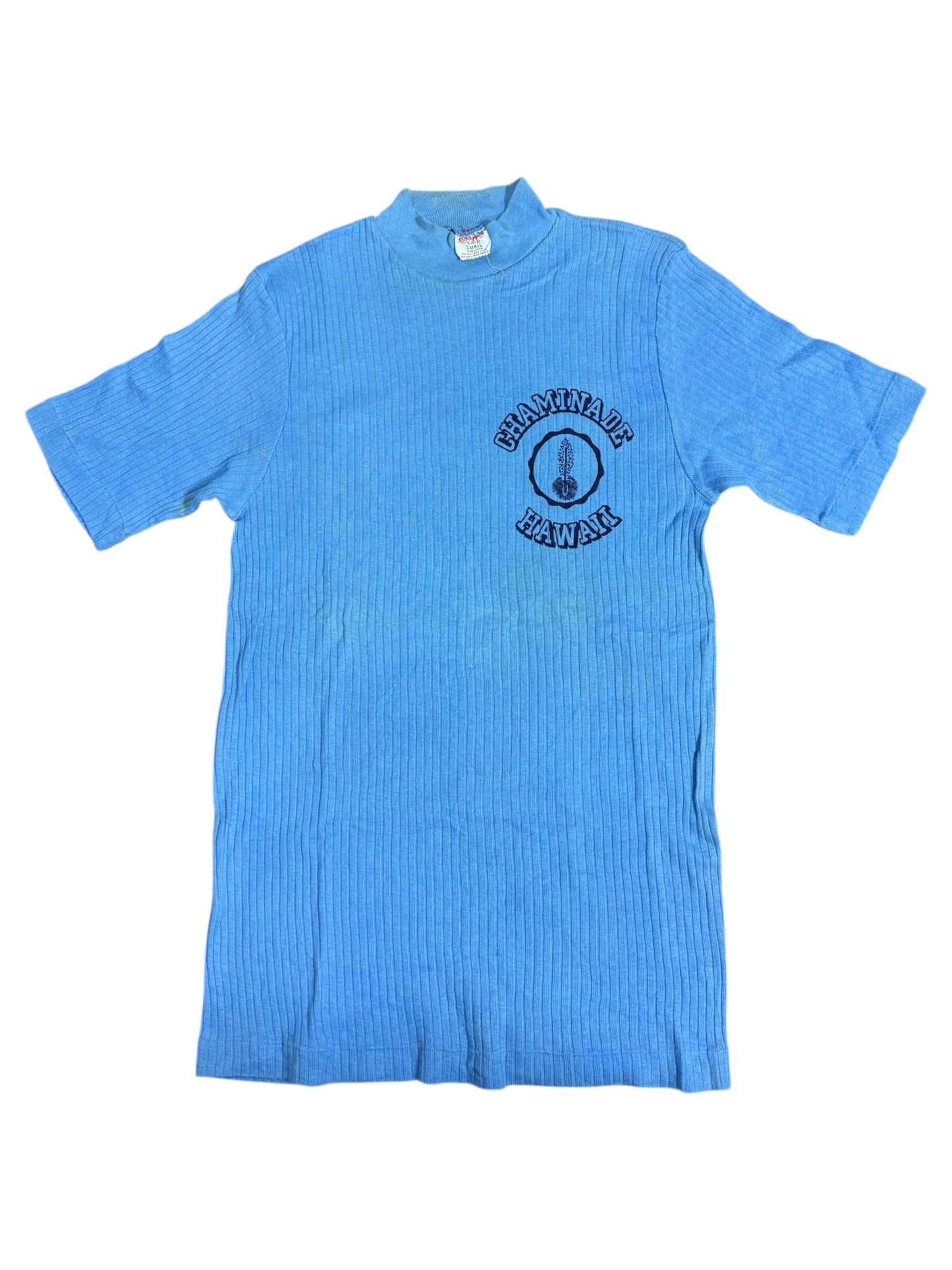 Vintage 1960s Champion Knitwear Chaminade Hawaii Ribbed Tshirt
