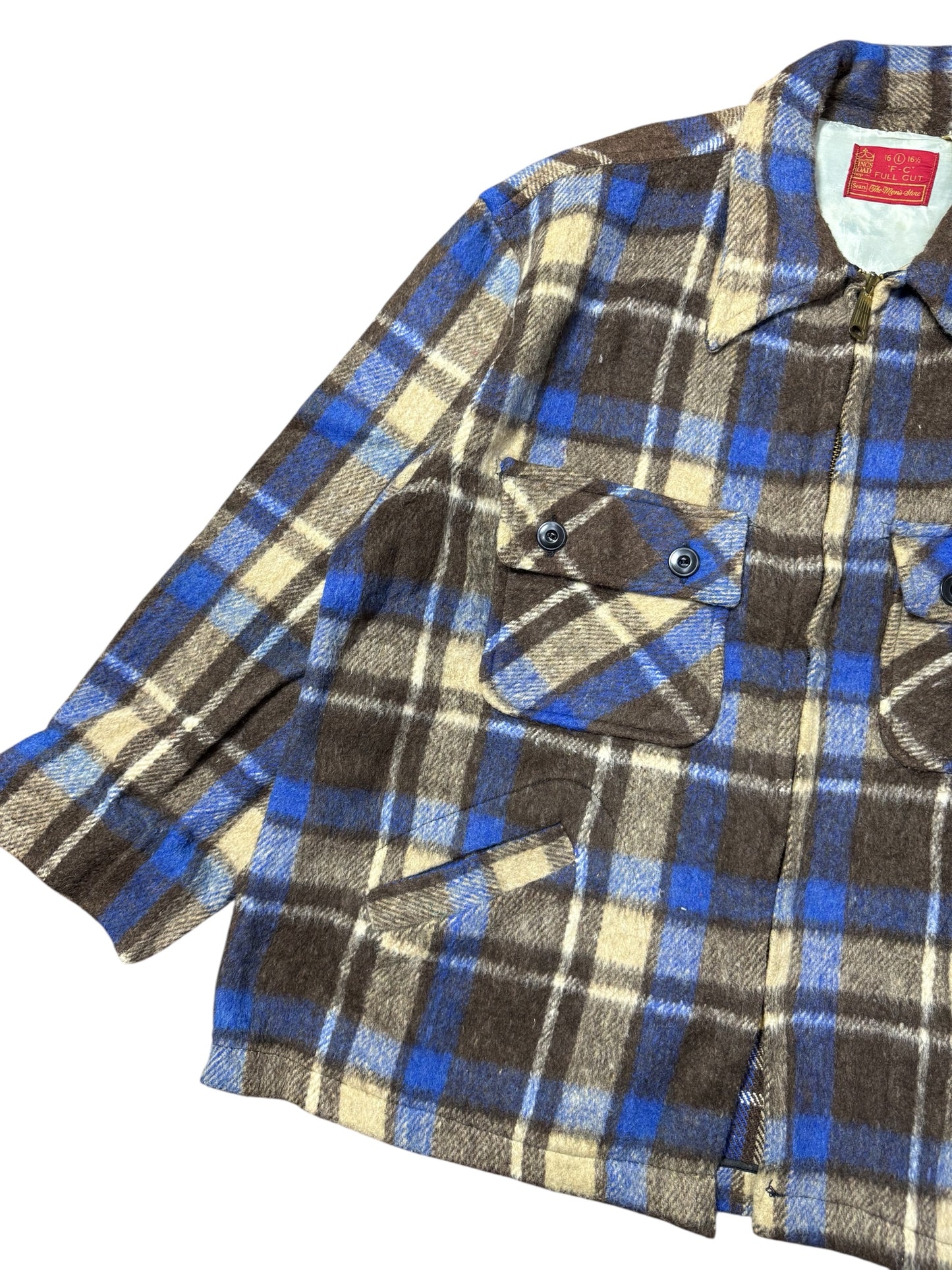 Vintage 1950s-60s Sears Kings Road Wool Plaid Jacket USA Made