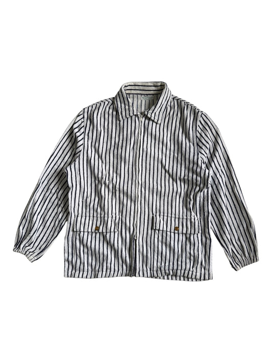 Vintage 1960s 70s Abercrombie & Fitch Terry Cloth Striped Zip Jacket