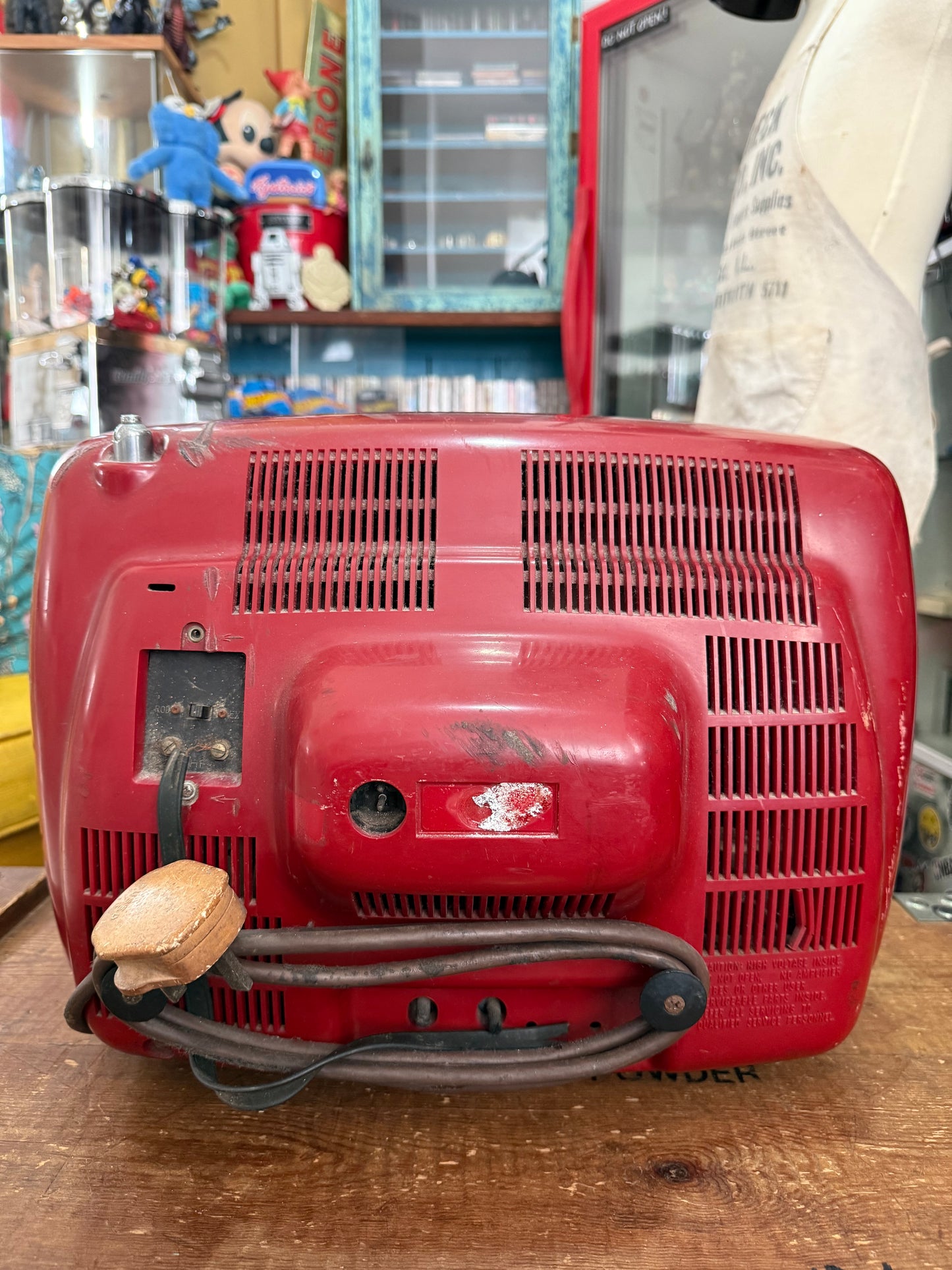 Vintage National Solid State 12” Portable CRT Television Red Space Age TV Japan