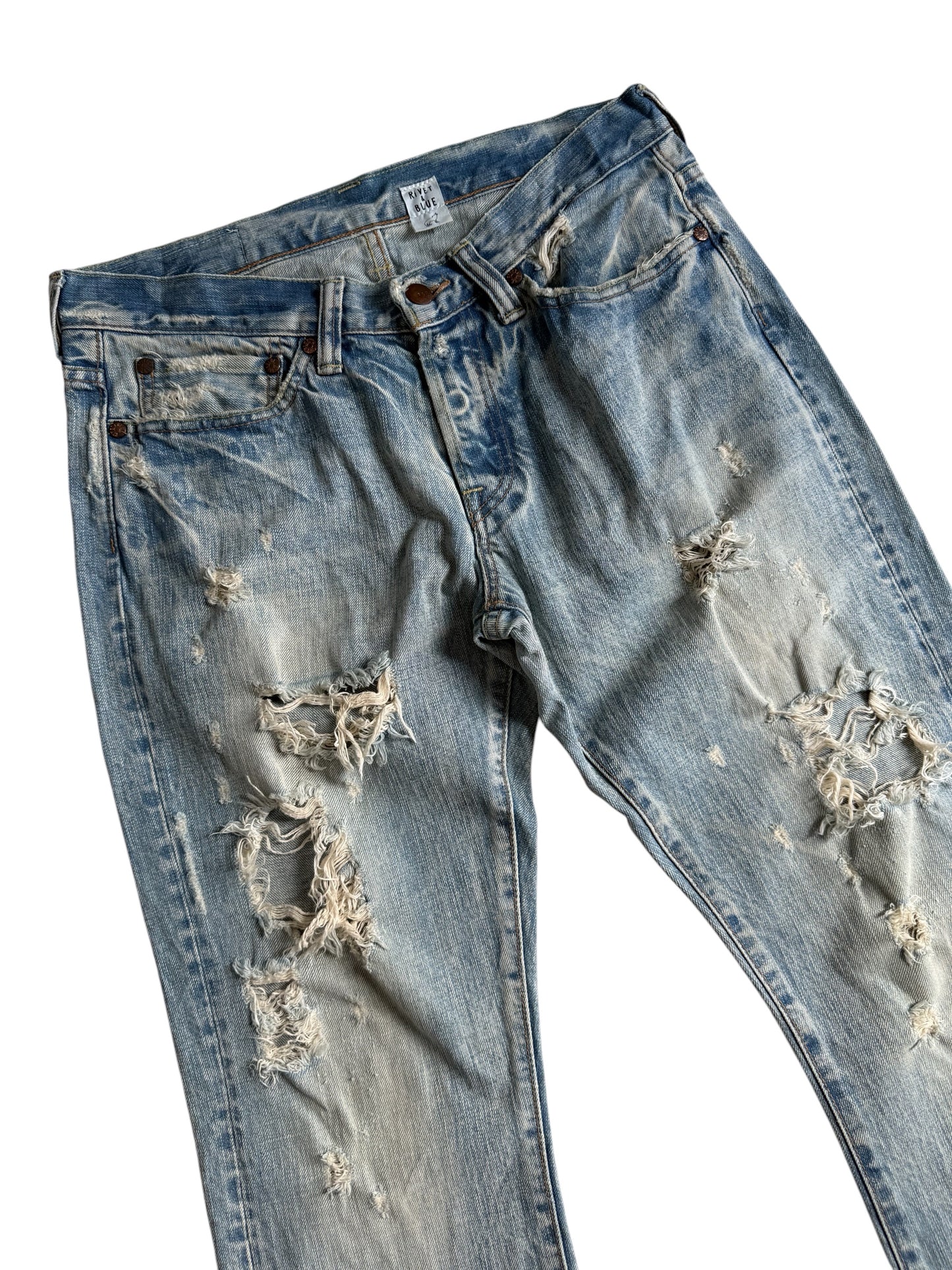 Vintage 2000s Rivet & Blue Distressed Flared Denim Jeans