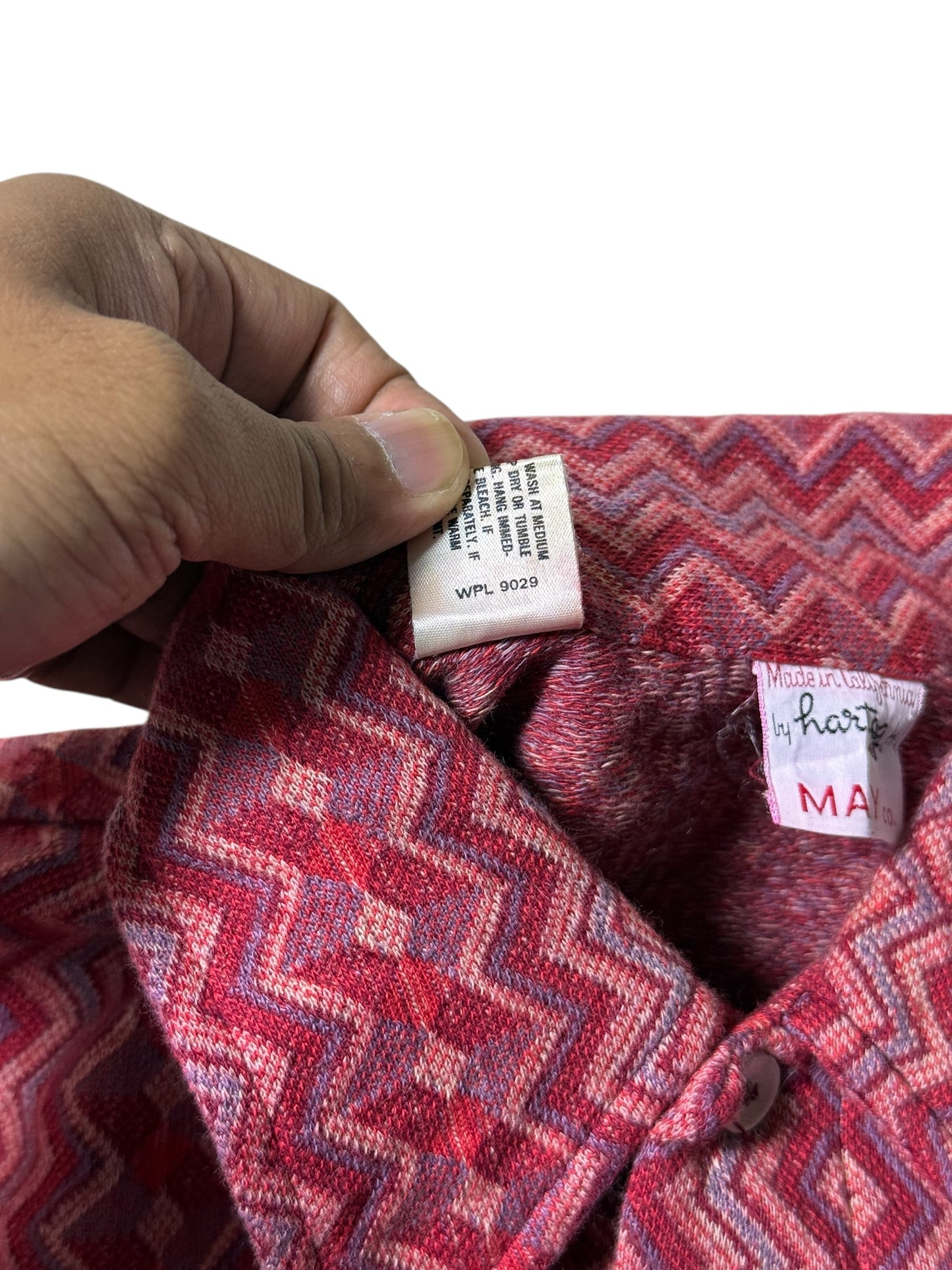 True Vintage 1950s–60s Hartog for May Co Woven Jacquard Shirt Zigzag Pattern