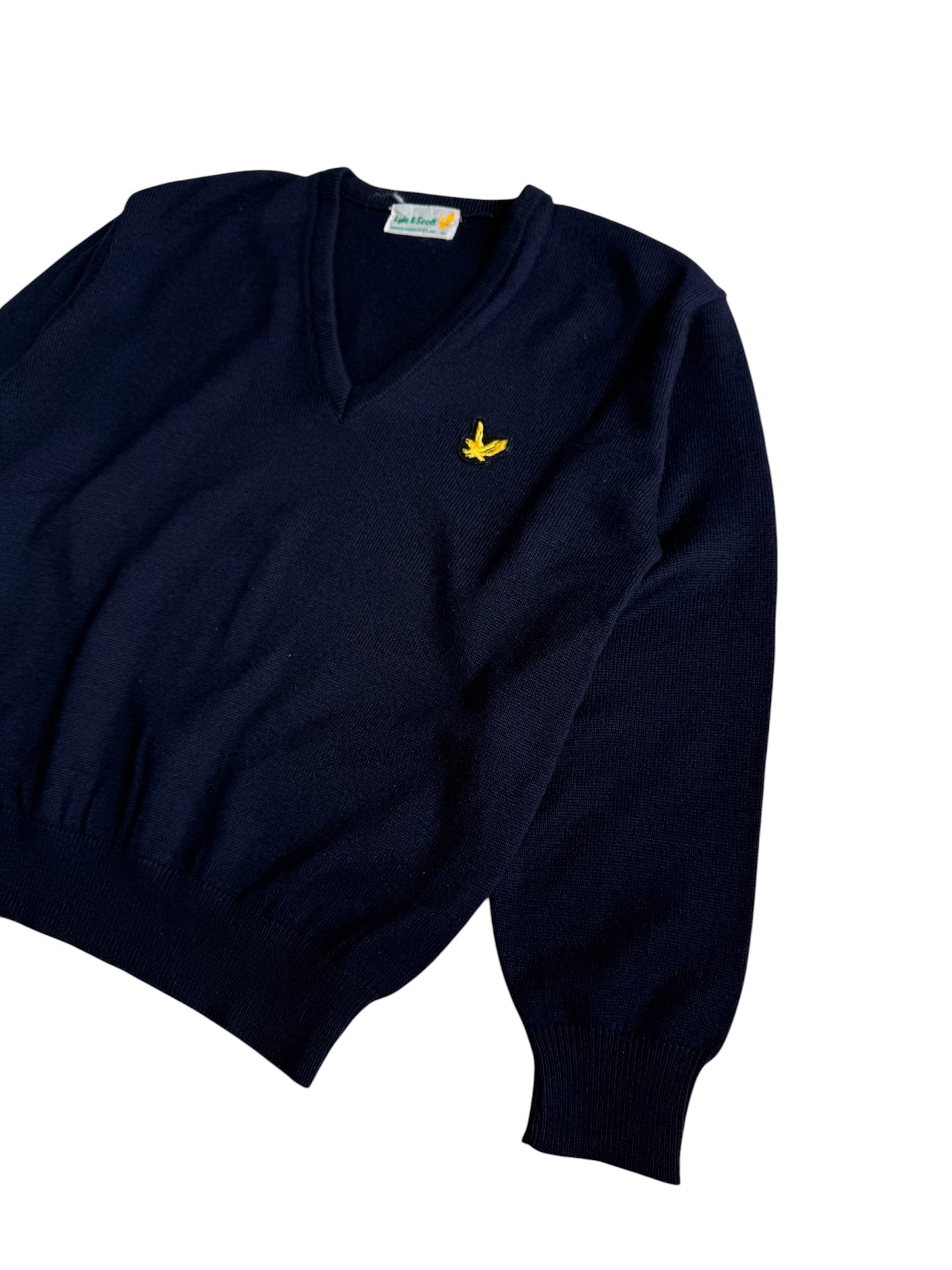 Vintage 70s 80s Lyle & Scott V Neck Wool Cashmere Sweater Made in Scotland