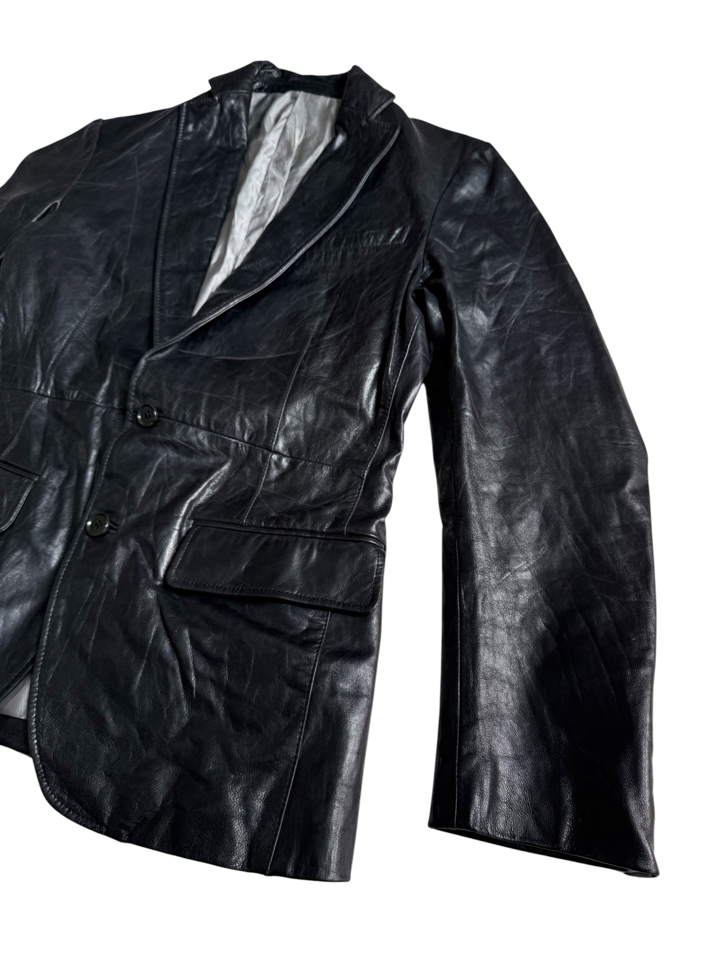 IKKA Womens Black Leather Blazer Medium