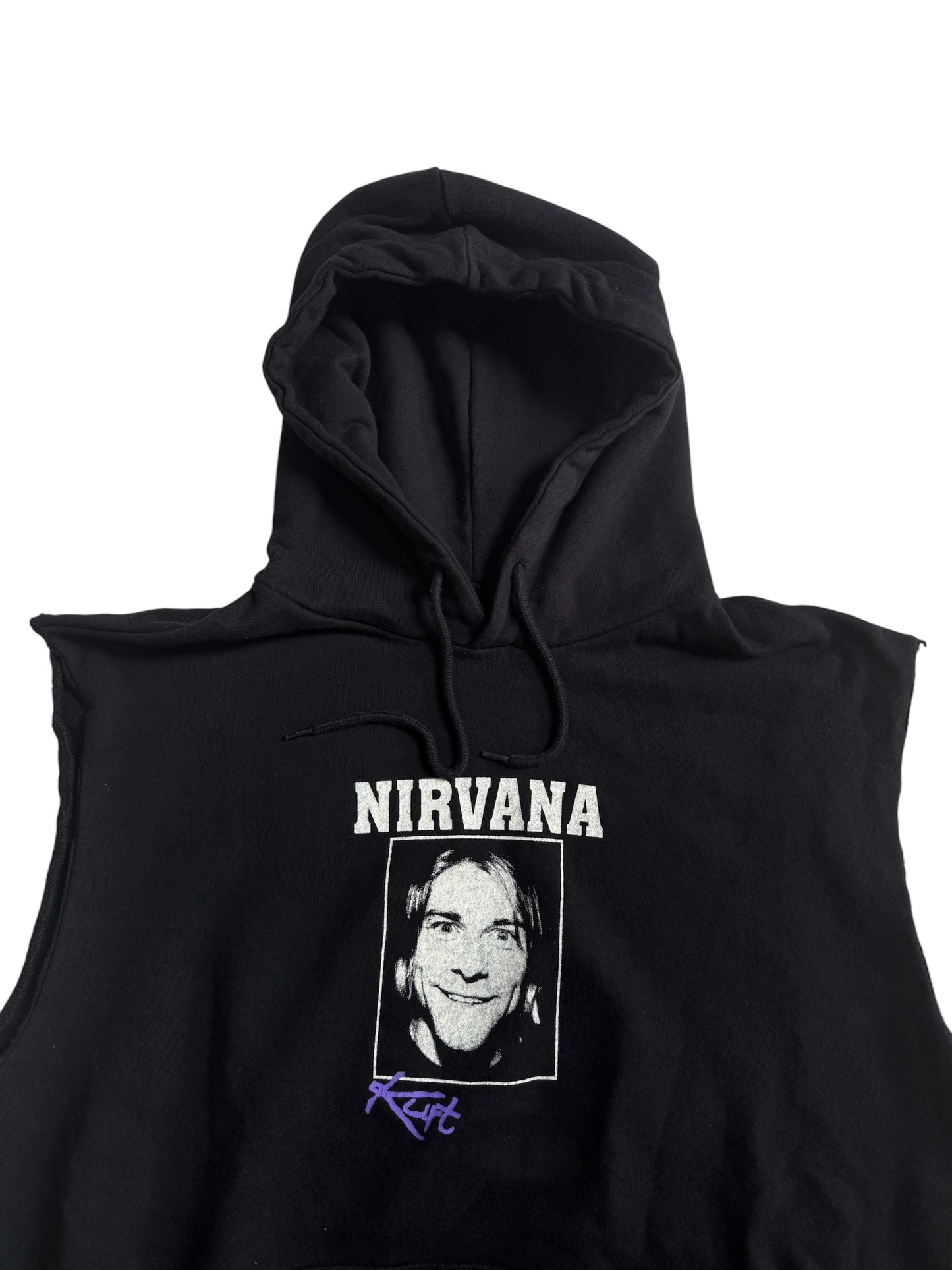 Nirvana Kurt Cobain Portrait Cut-Off Sleeveless Hoodie