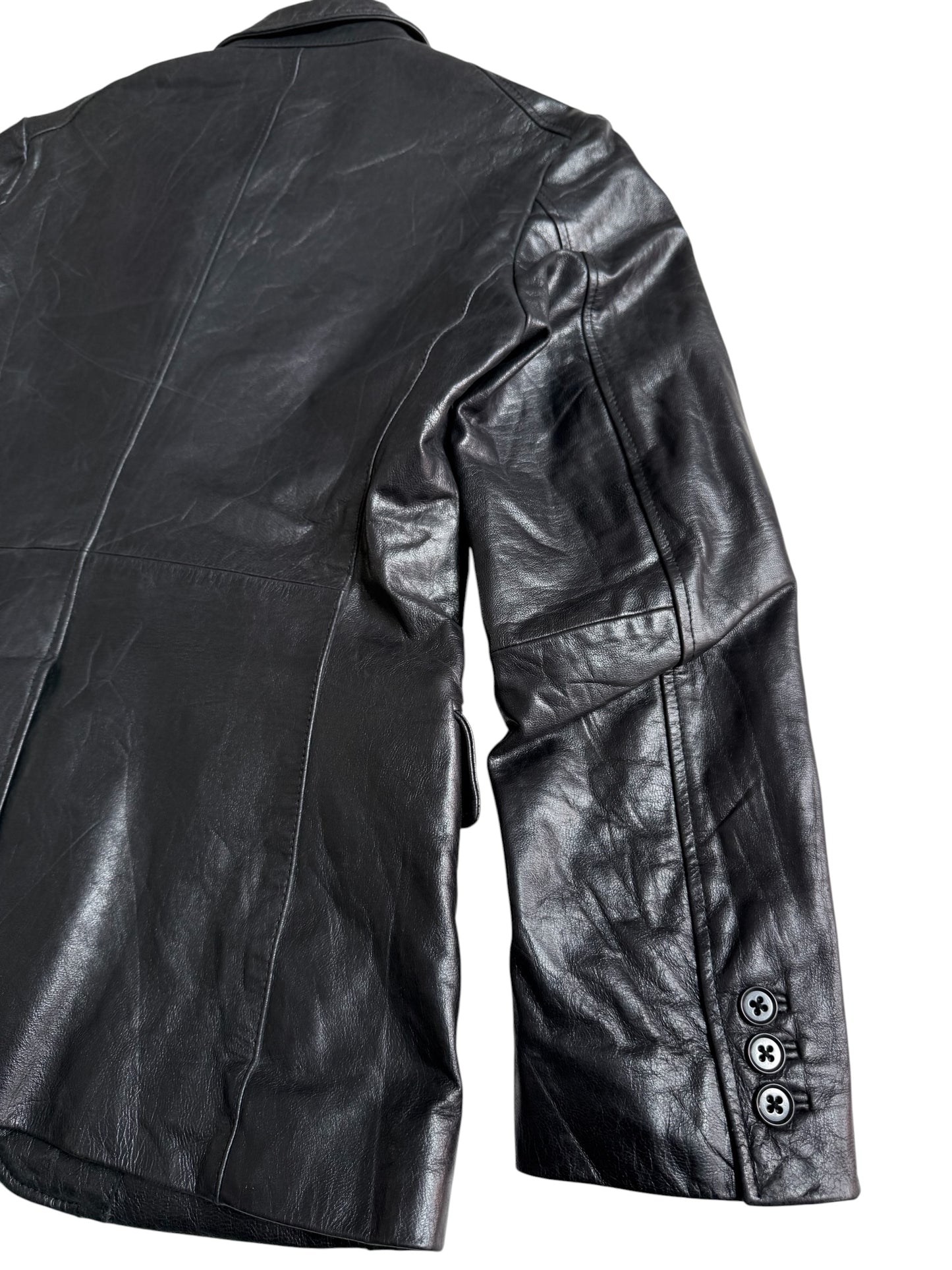 IKKA Womens Black Leather Blazer Medium