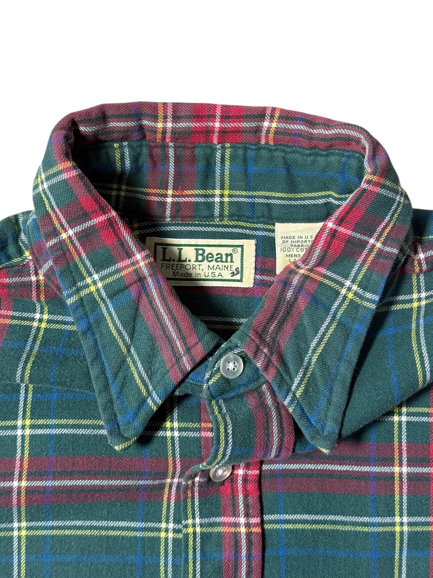 Vintage 1980s-90s LL Bean Plaid Flannel Shirt Made in USA