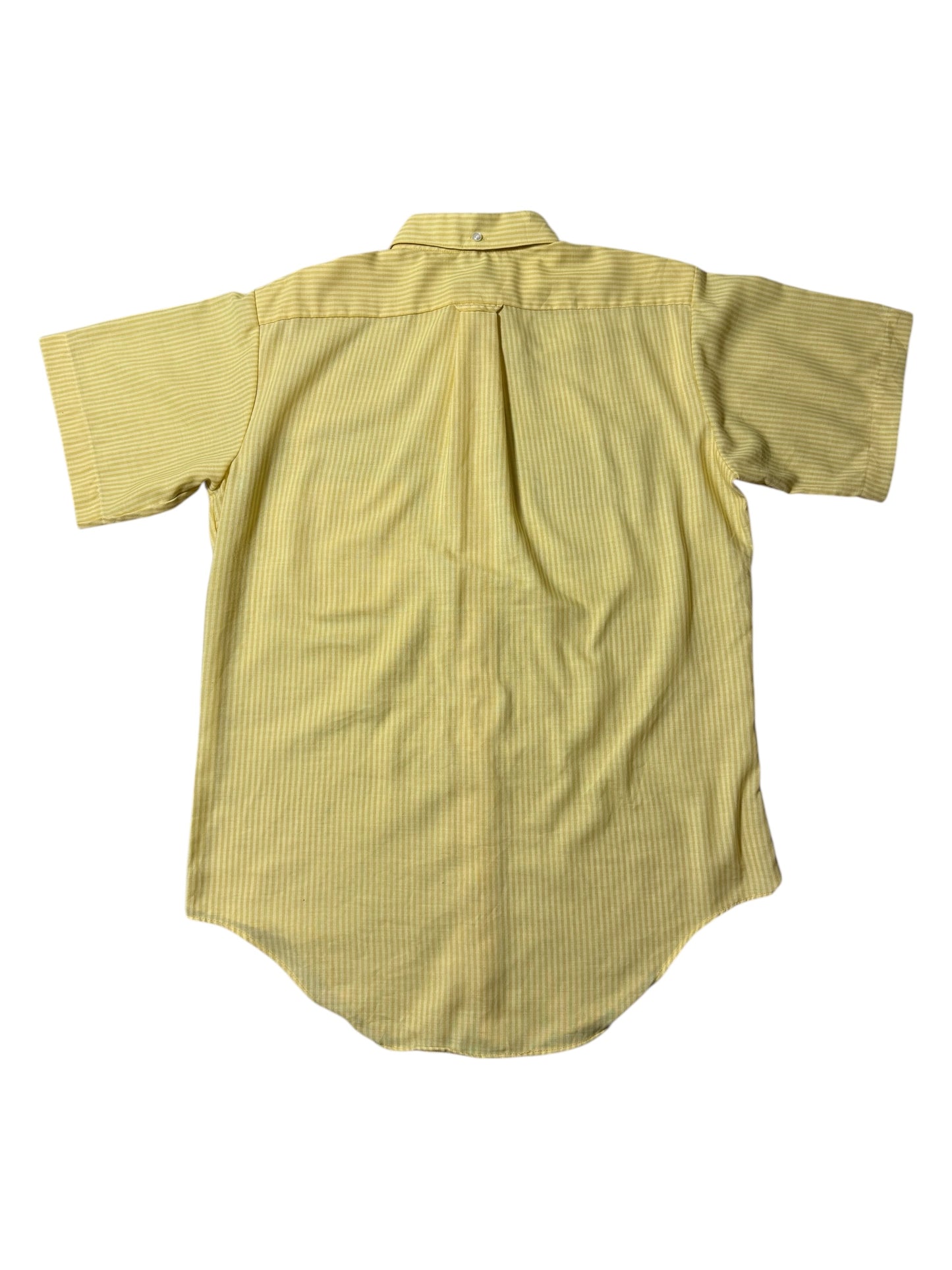 Vintage 1970s Kmart Permanent Press Button-Down Shirt Yellow Stripe