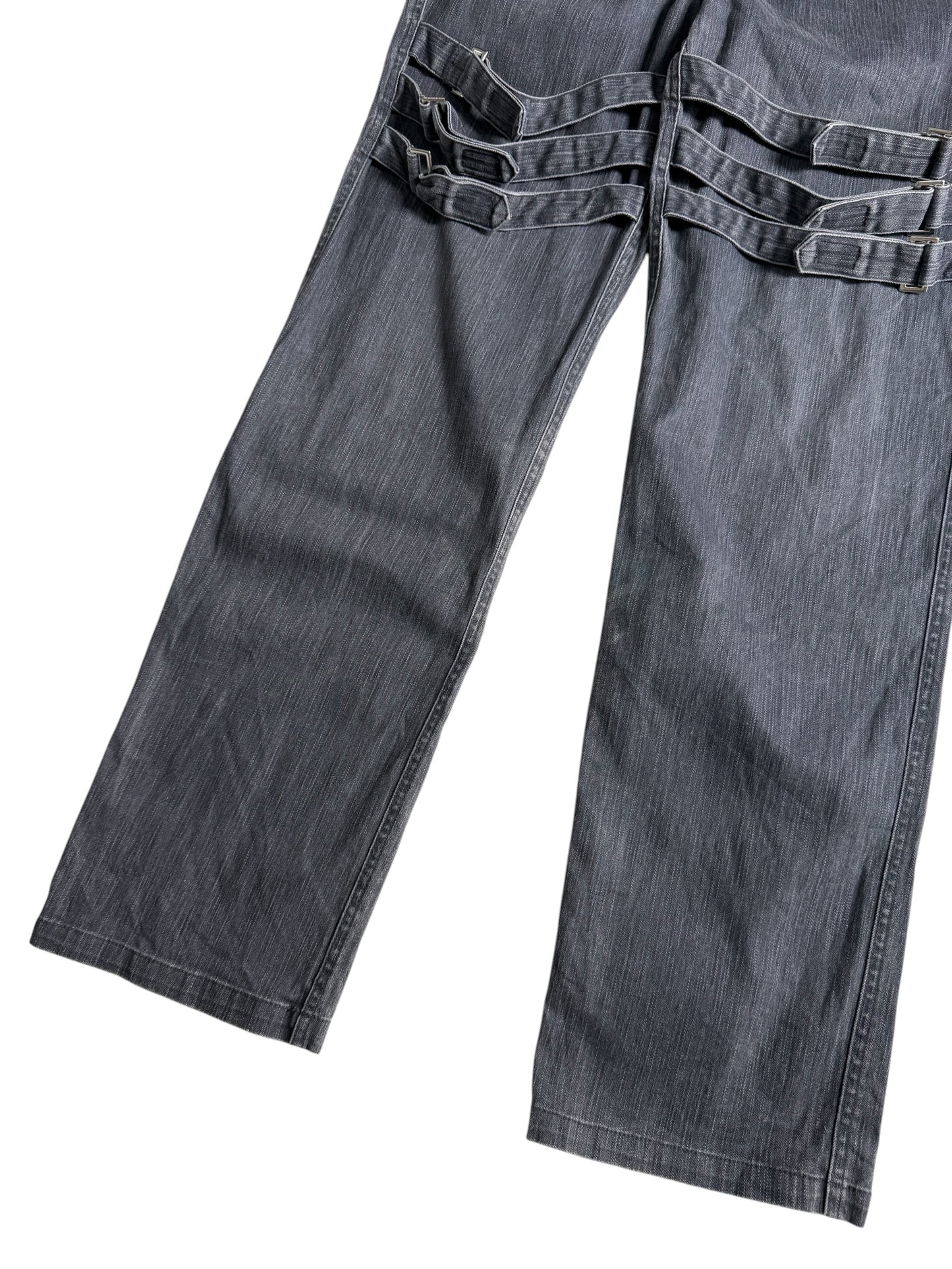 Slash Number Strap Denim Pants Japanese Streetwear Bondage Jeans