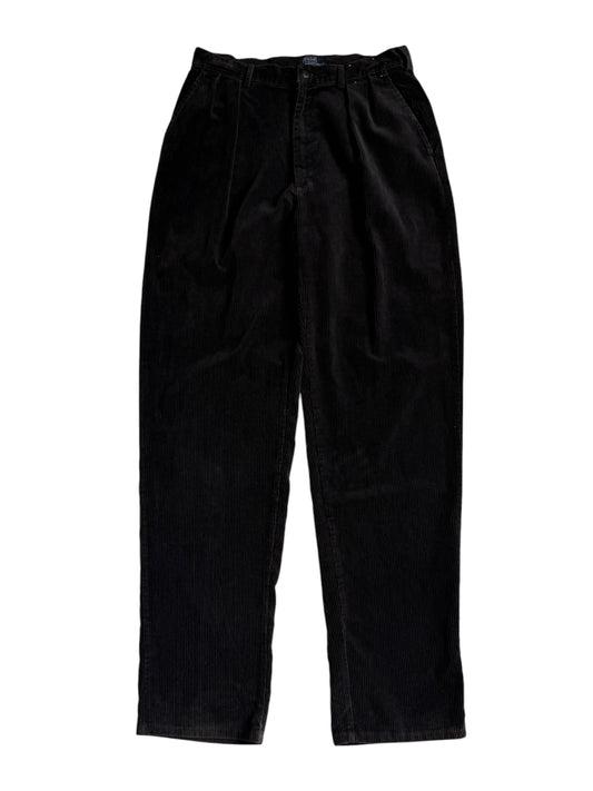 Vintage Polo Ralph Lauren USA Made Charcoal Corduroy Pleated Trousers
