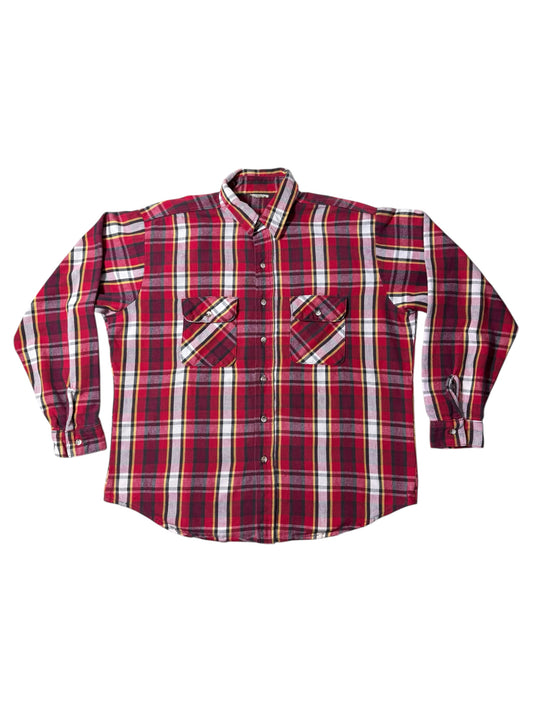 Vintage 1990s Five Brother Plaid Flannel Shirt Heavyweight Workwear