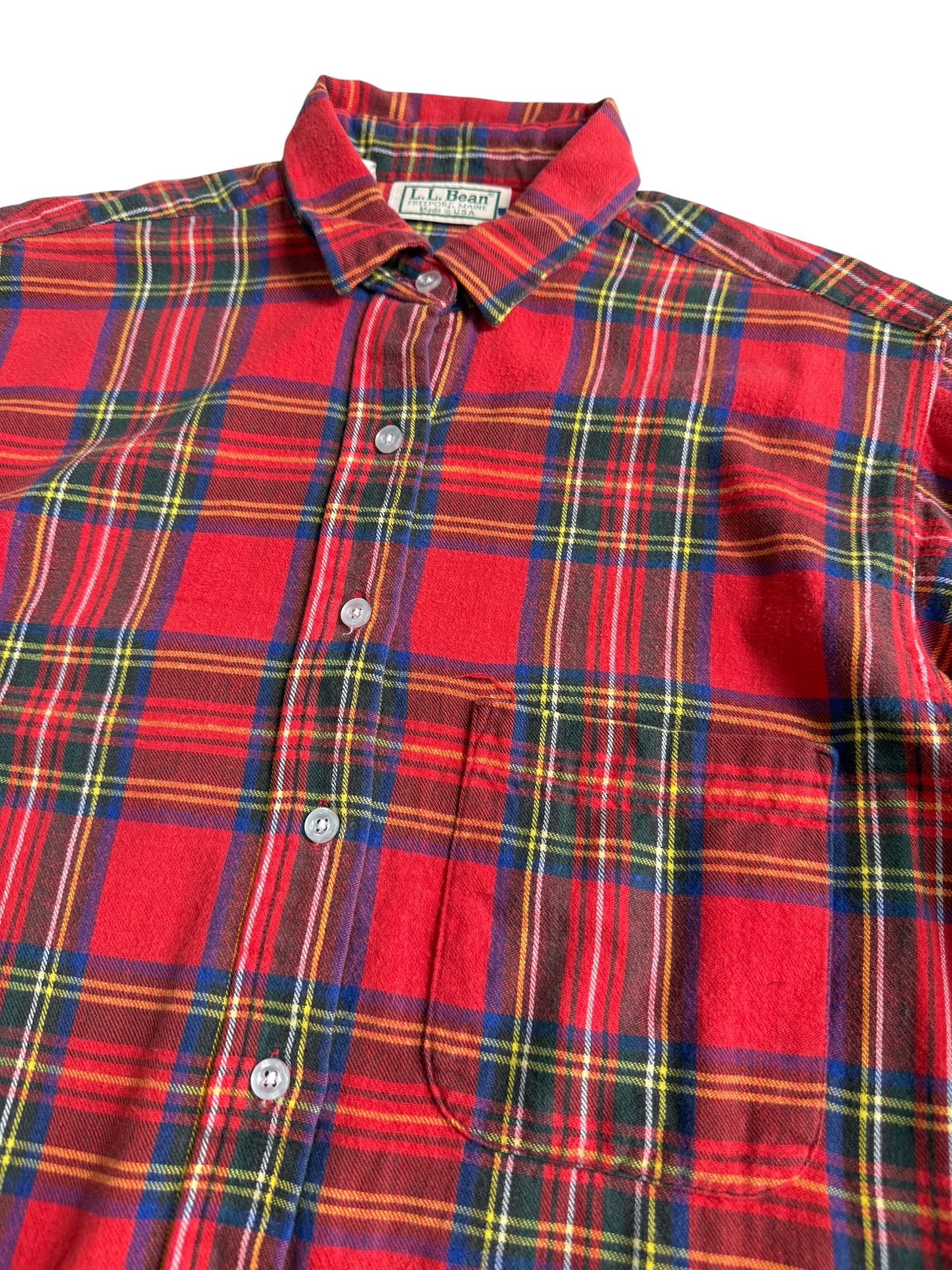 Vintage LL Bean Made in USA Red Tartan Flannel Shirt