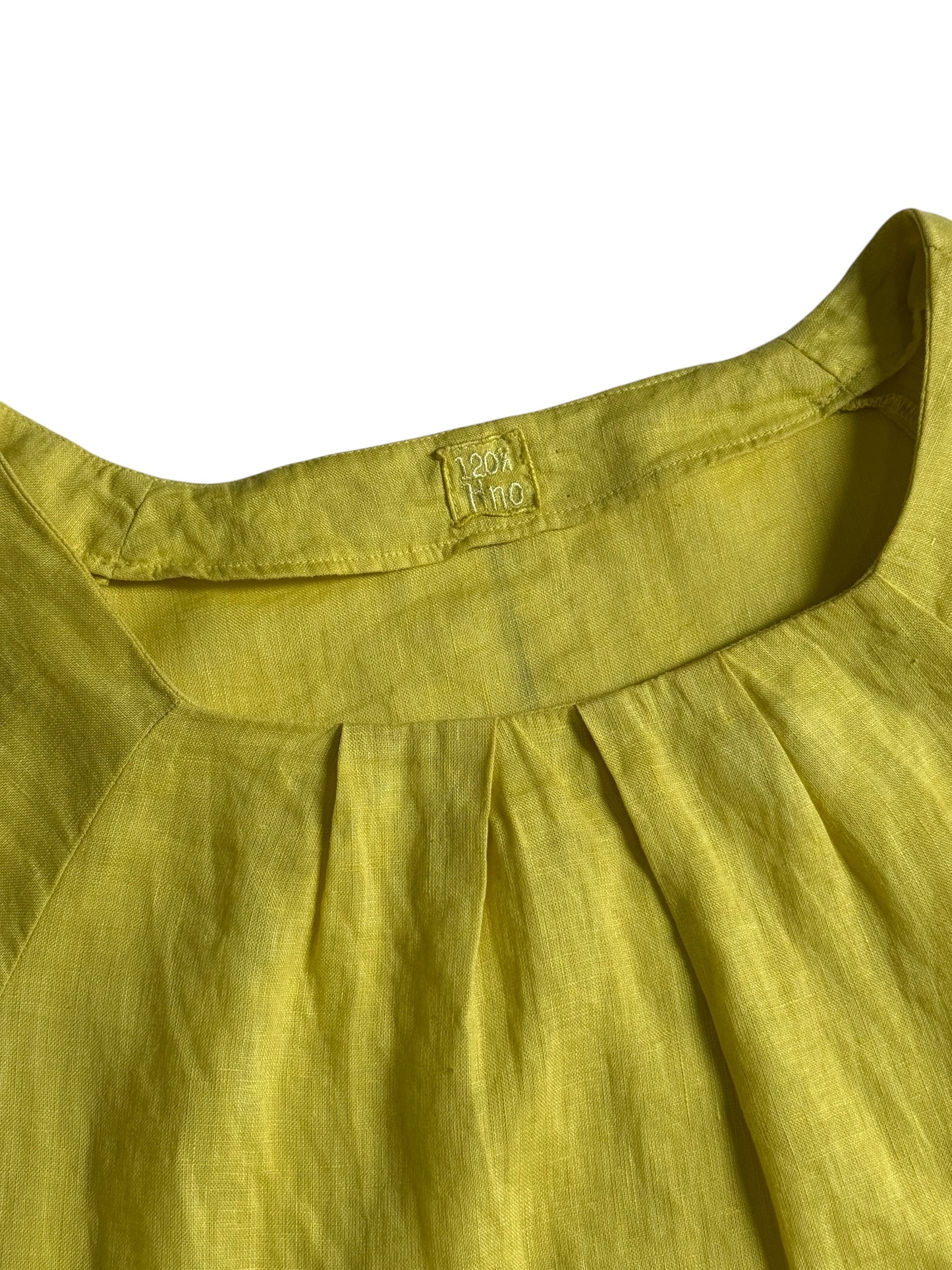 120% Lino Italy Linen Yellow Midi Dress