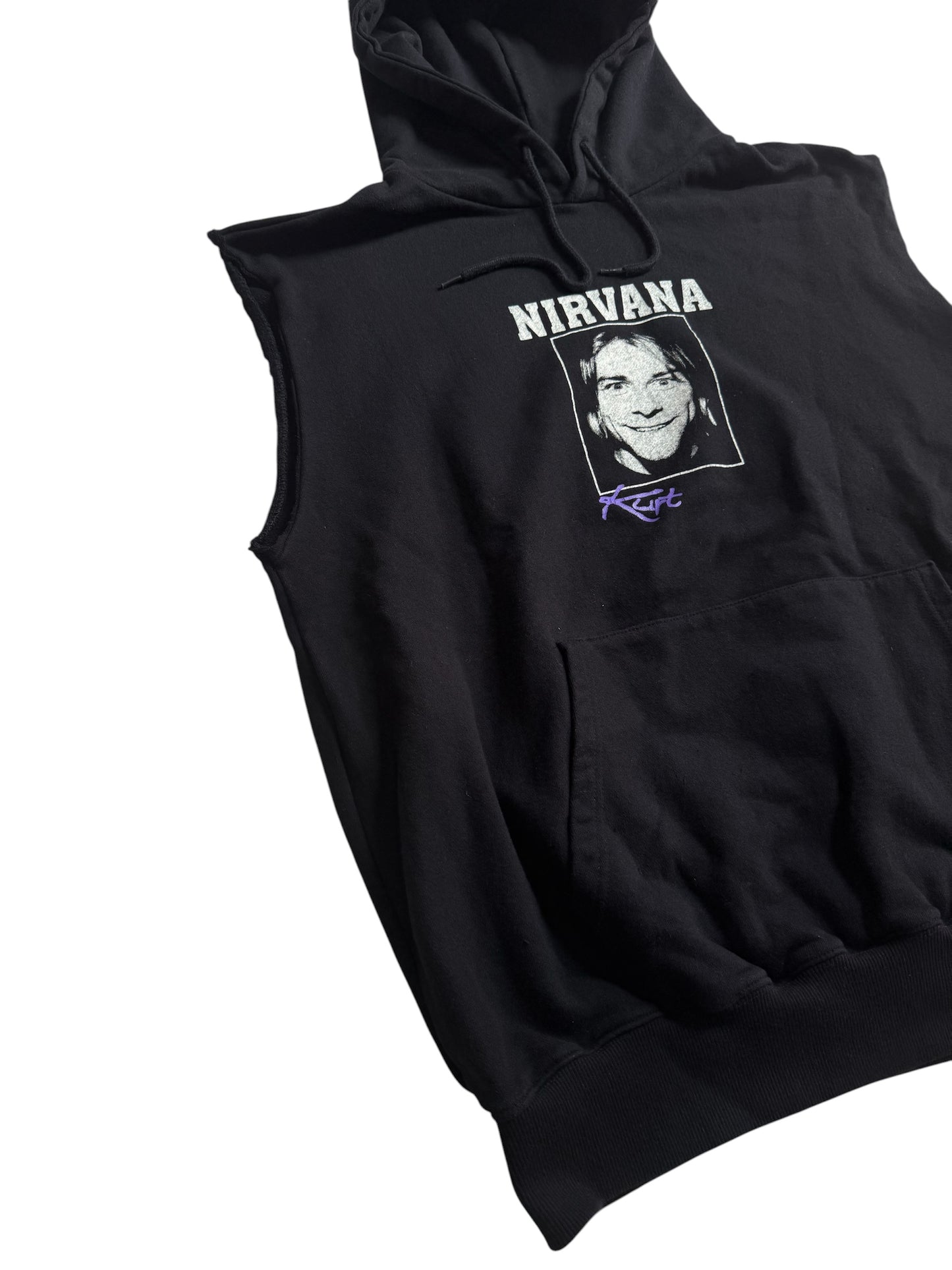 Nirvana Kurt Cobain Portrait Cut-Off Sleeveless Hoodie
